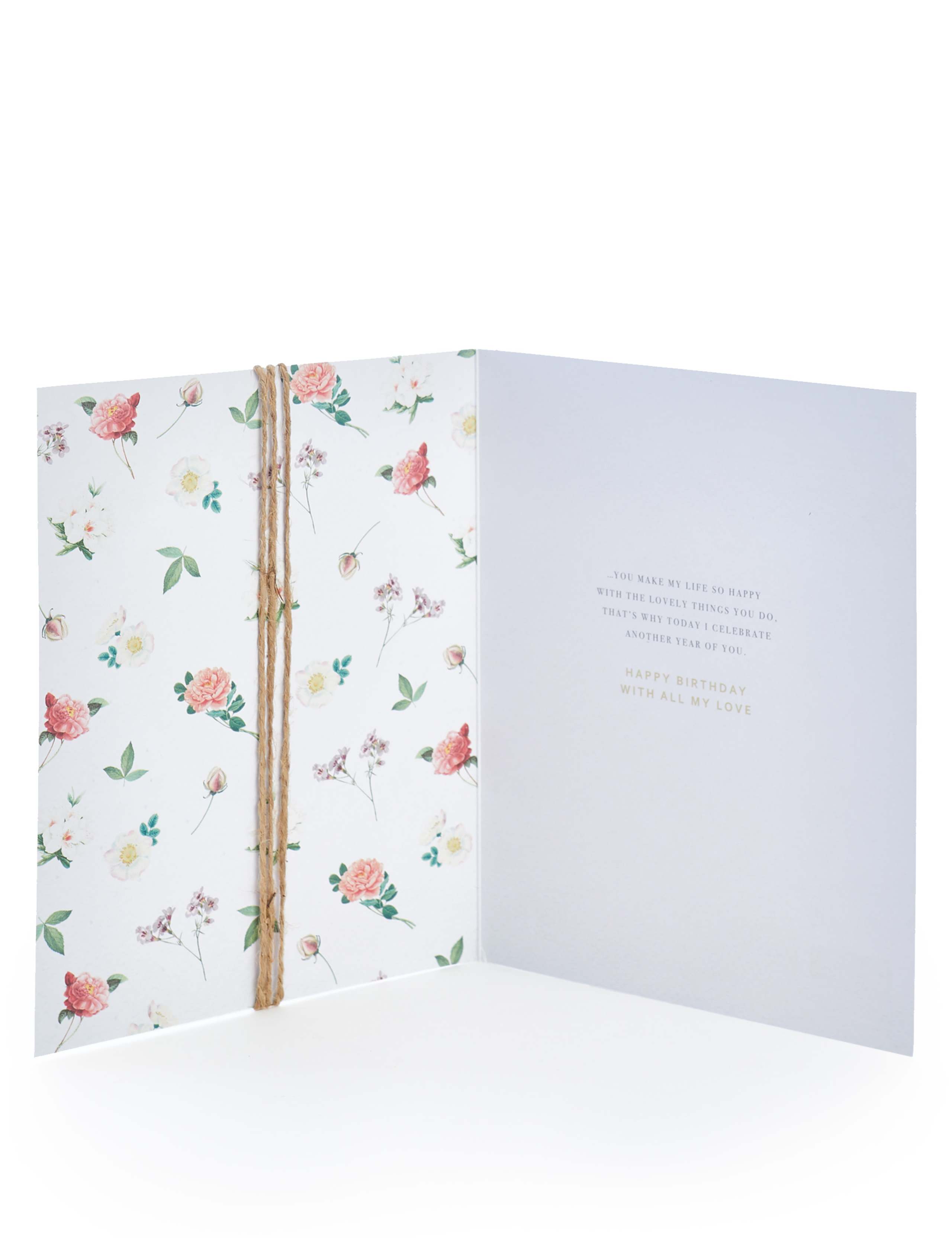 Wife Floral Heart Birthday Card 2 of 3