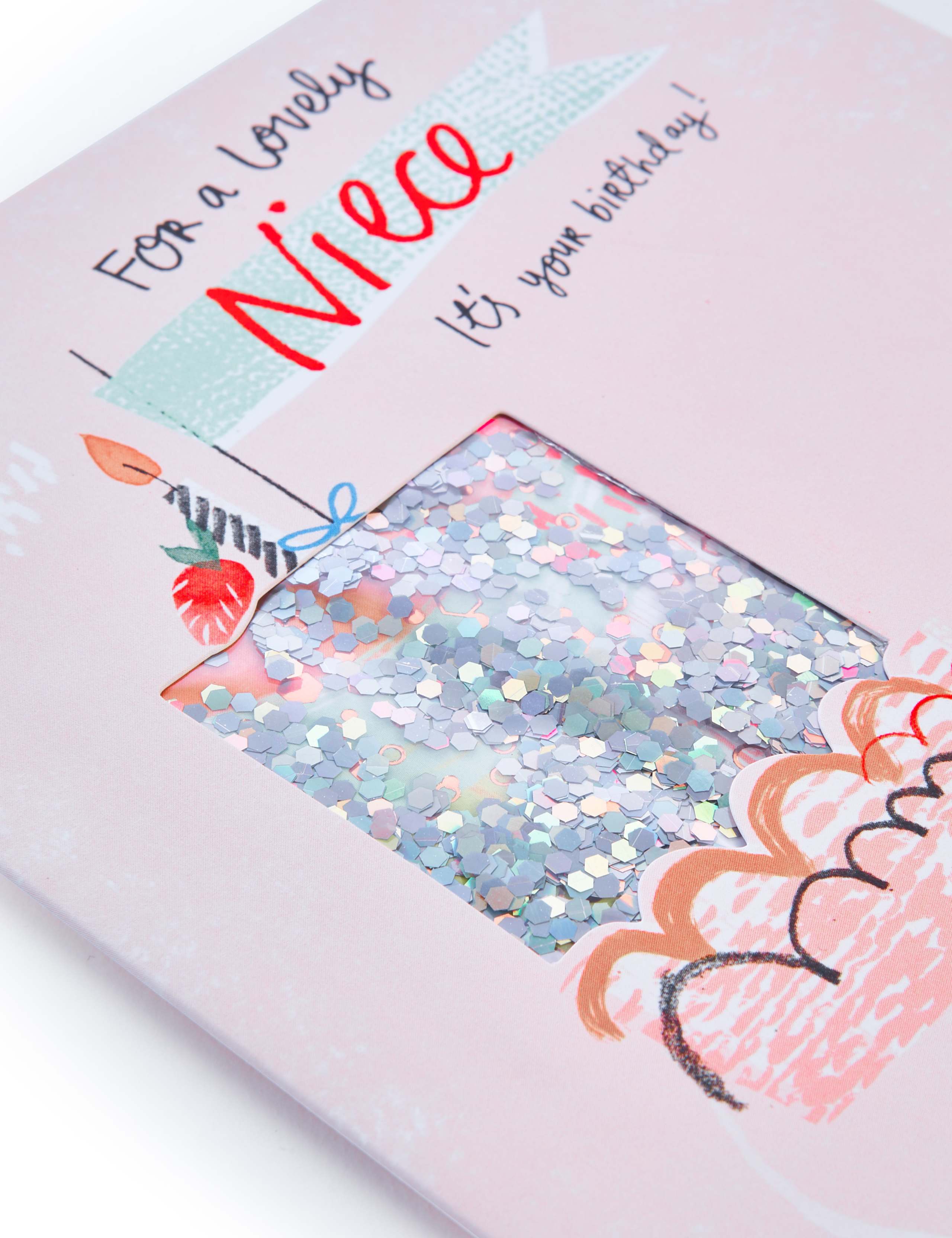 Niece Sequin Cake Birthday Card 4 of 4