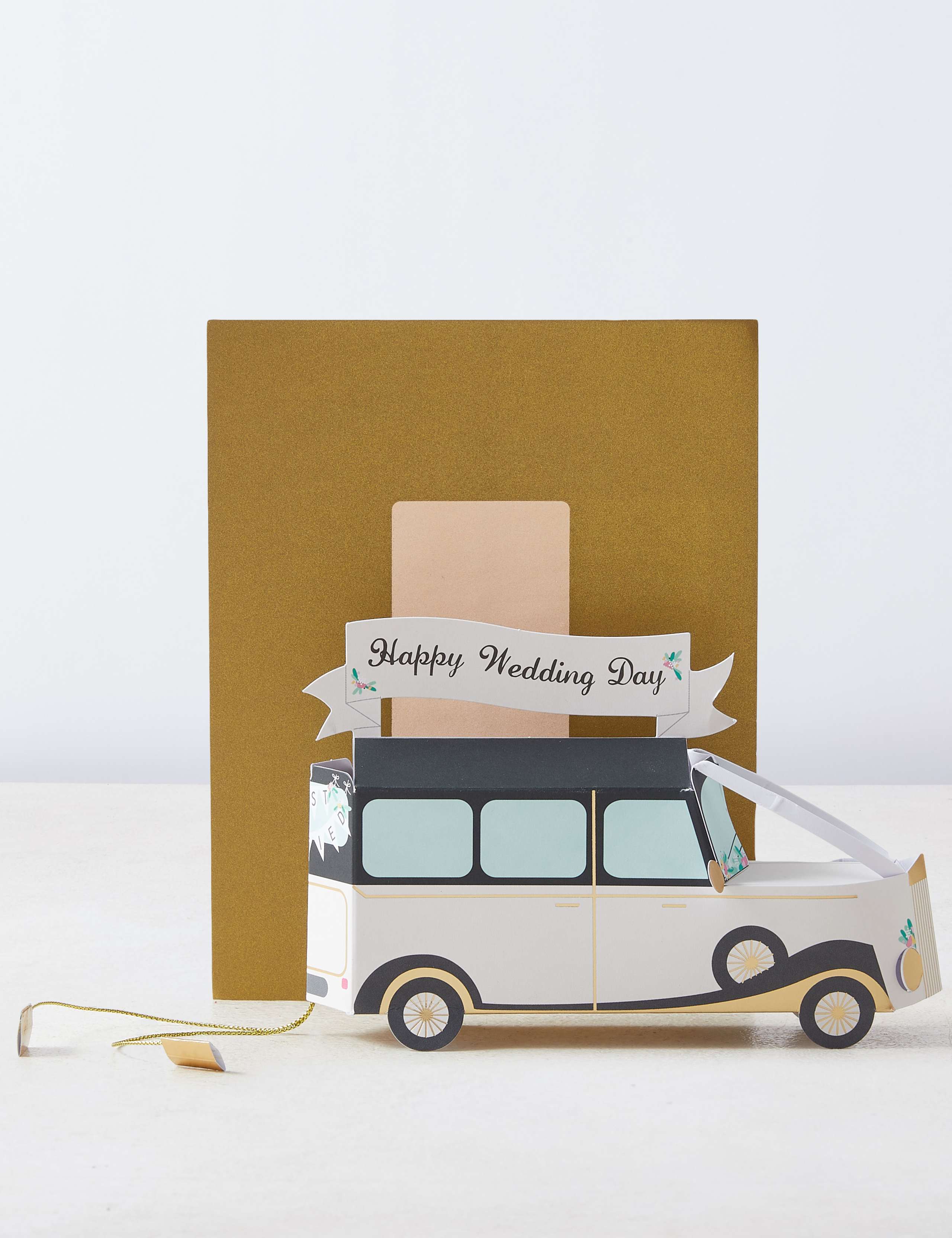 3D Pop-up Vintage Car Wedding Congratulations Card 1 of 4