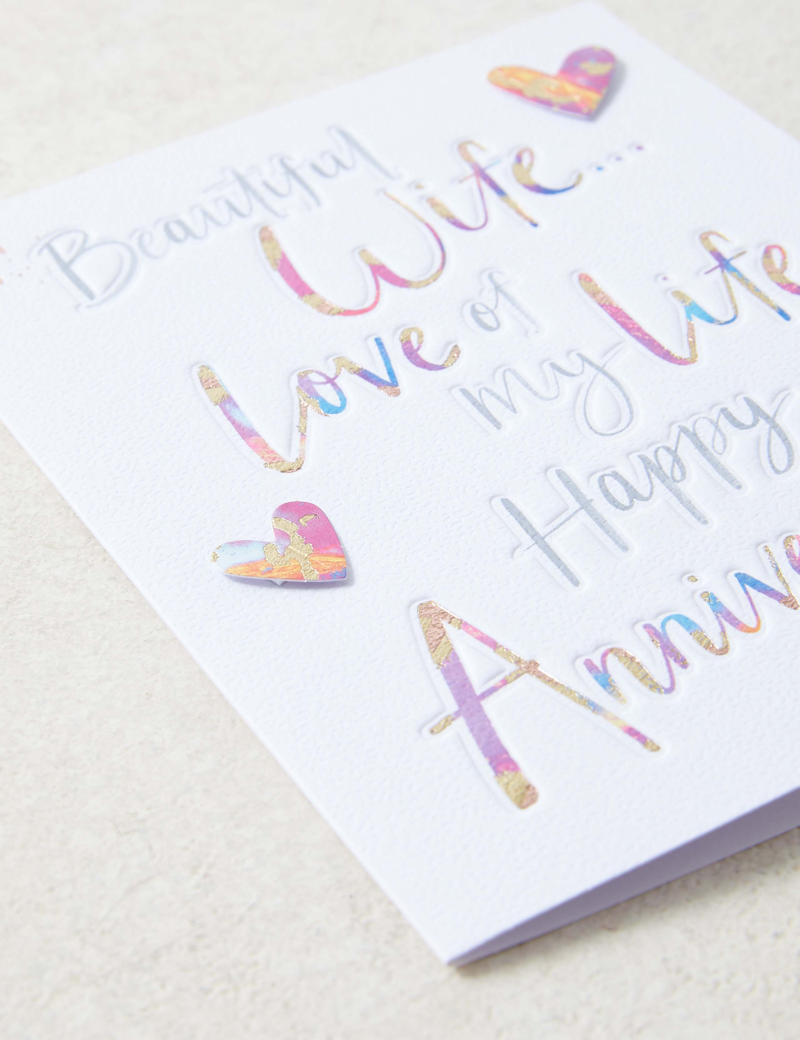 Wife Contemporary Text Based Wedding Anniversary Card 4 of 5