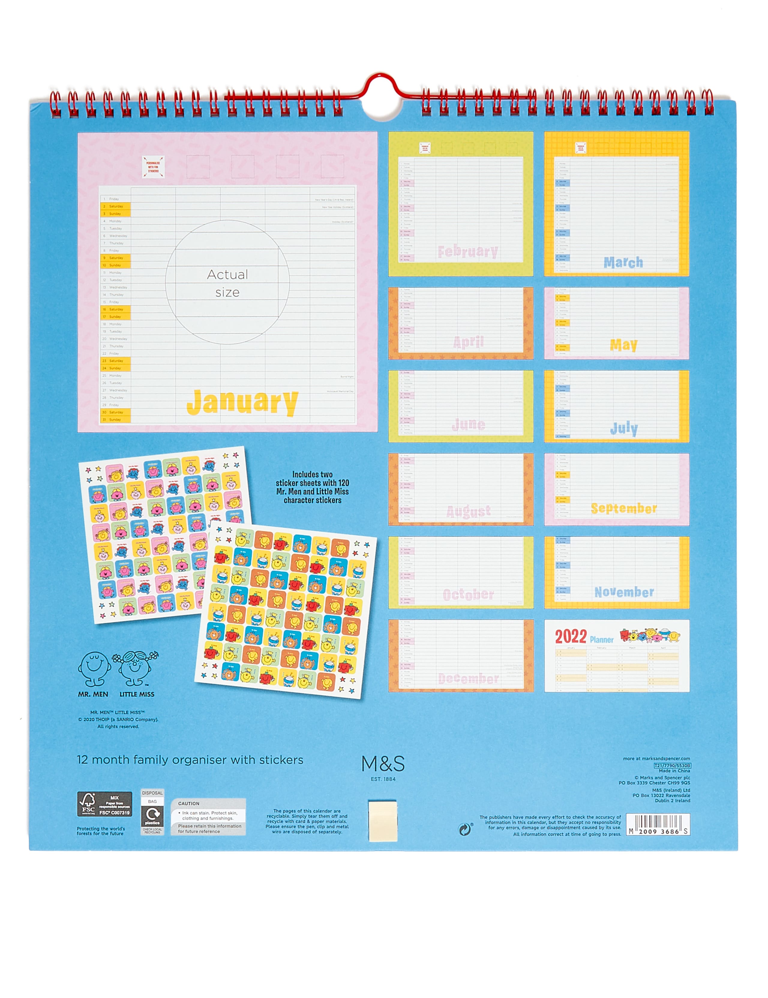 Mr. Men & Little Miss 2021 Family Organiser with Pen and Stickers 3 of 5