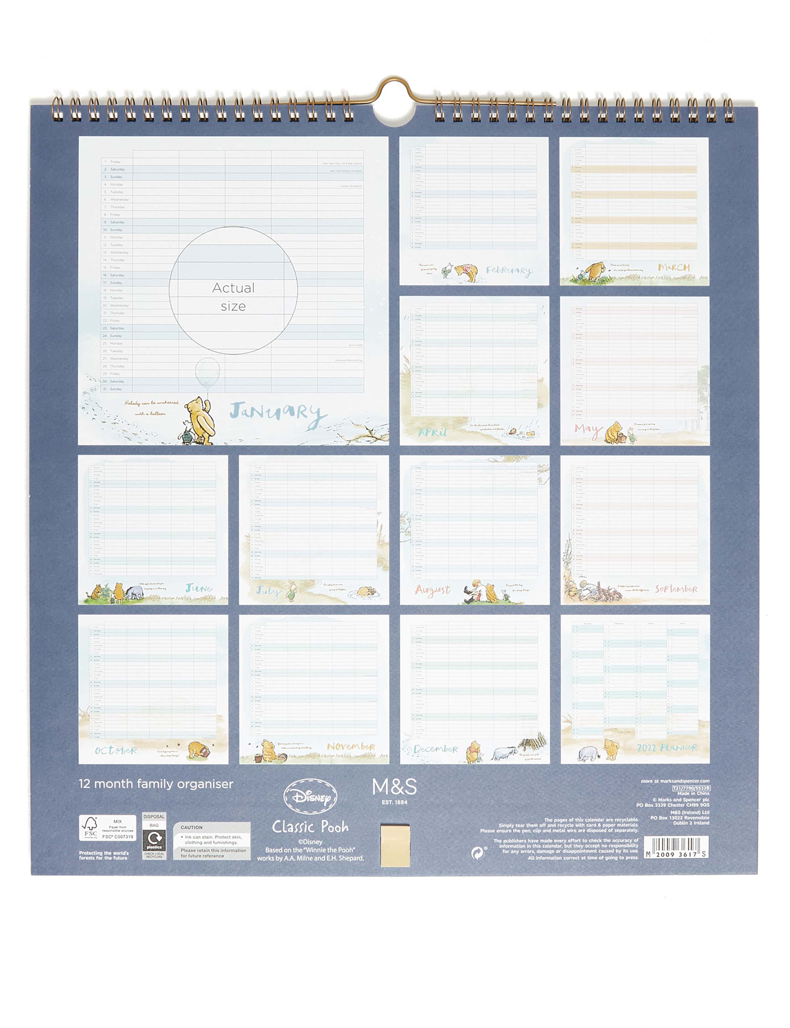 Classic Winnie-the-Pooh 2021 Family Organiser with Pen 3 of 3