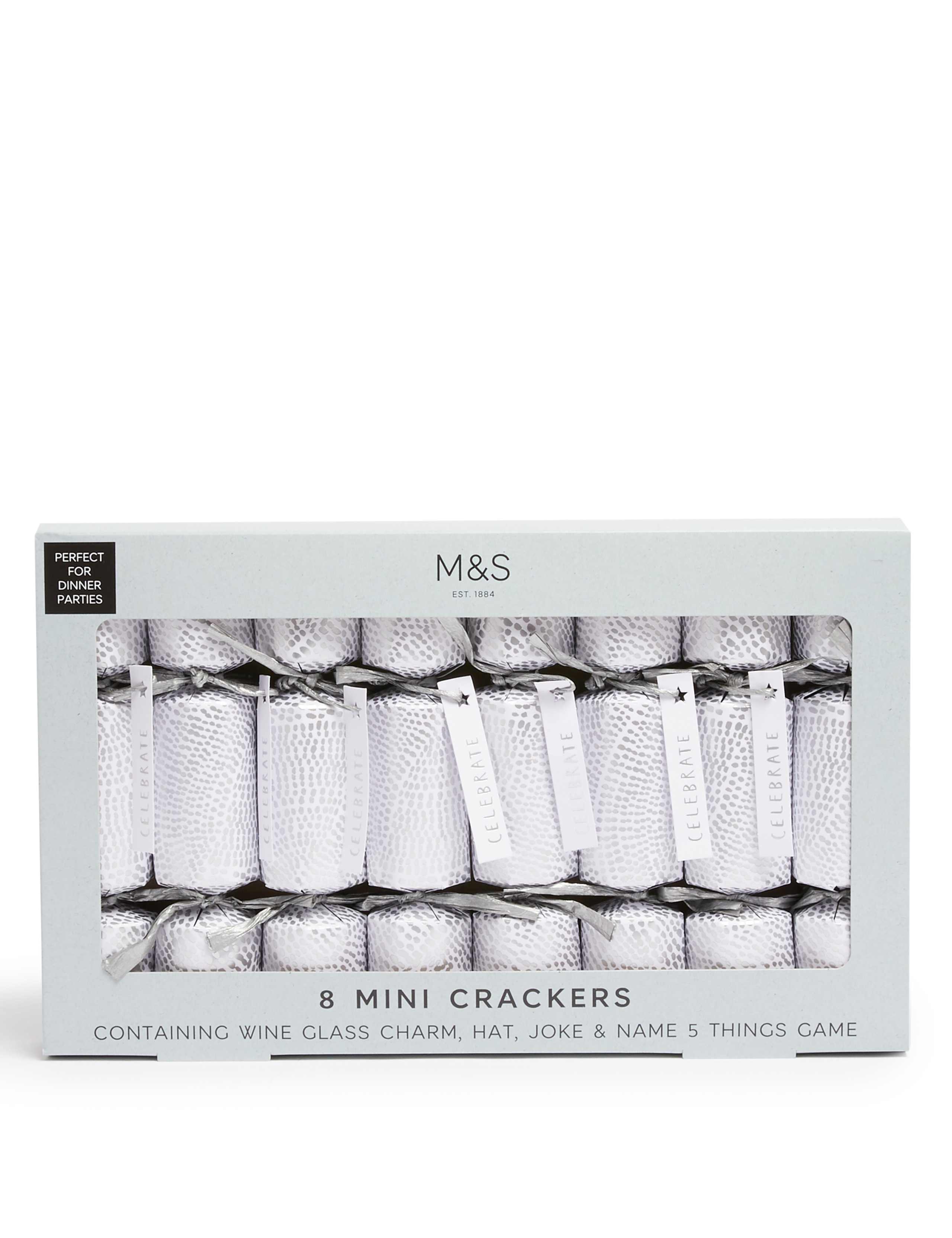 Mini Christmas Crackers with Wine Glass Charms & Party Game - Pack of 8 in 1 Design 1 of 4