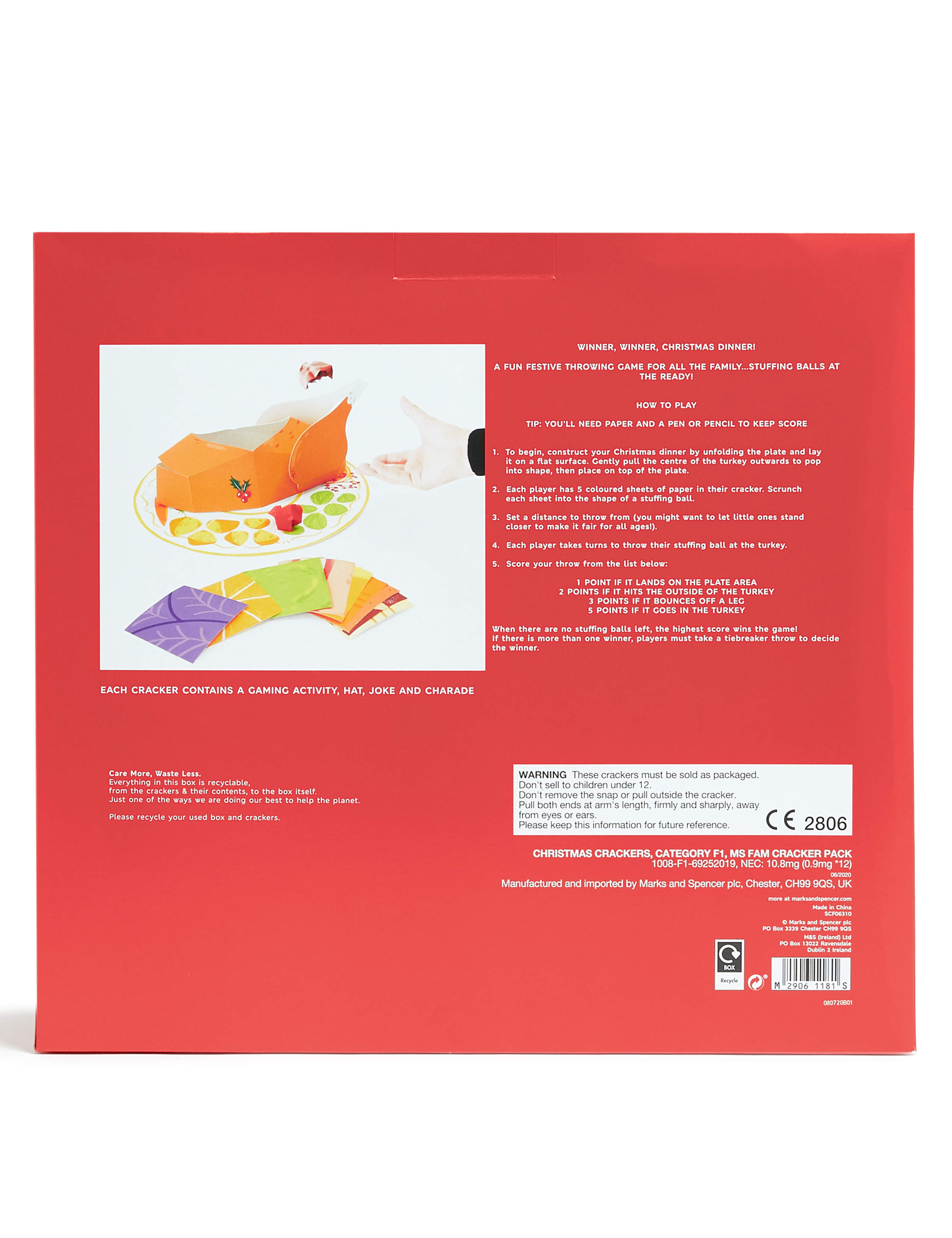 Stuff the Turkey' Recyclable Family Christmas Crackers and Game - Pack of 12 in 2 Designs 4 of 4