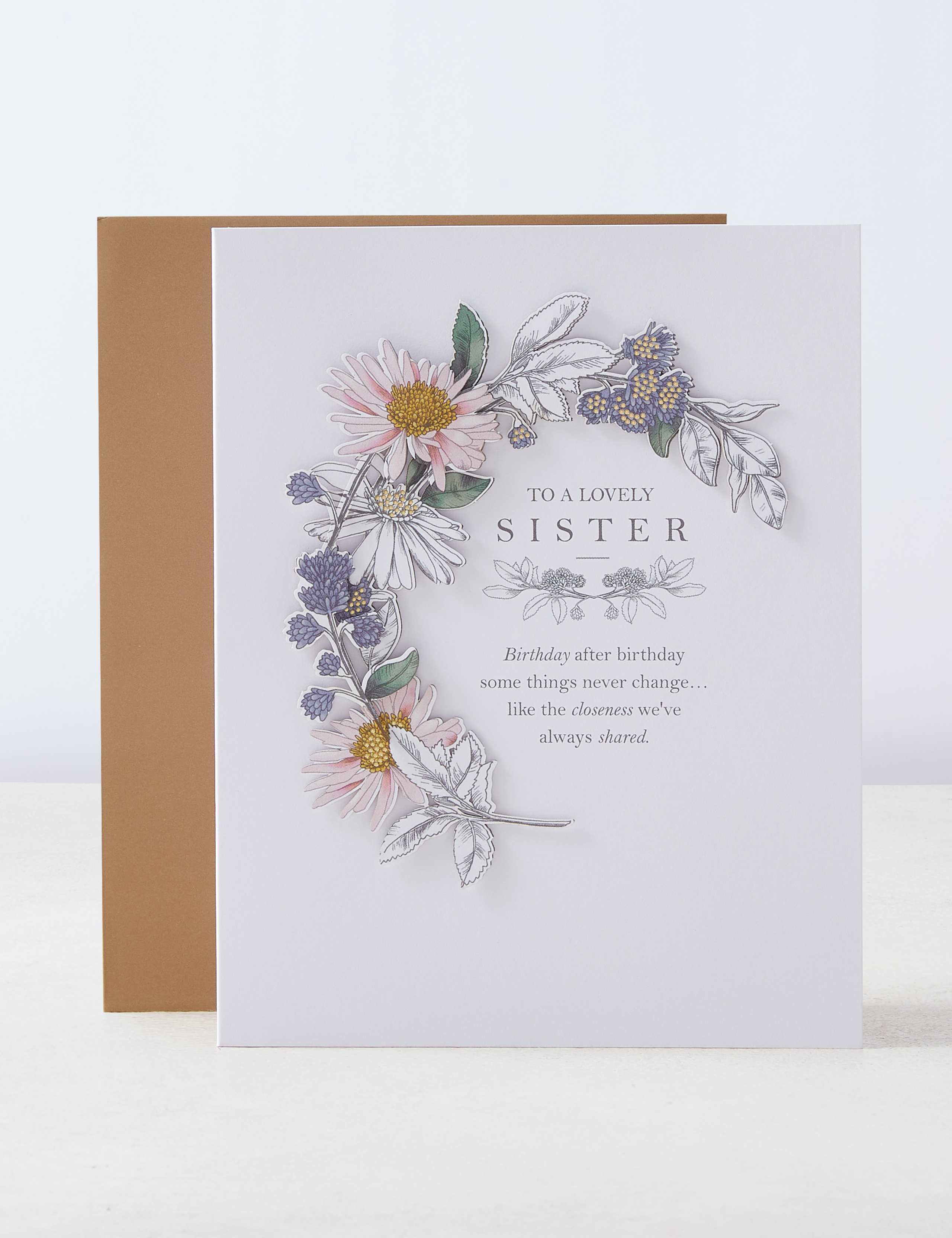 Sister 3D Effect Floral Birthday Card 1 of 5