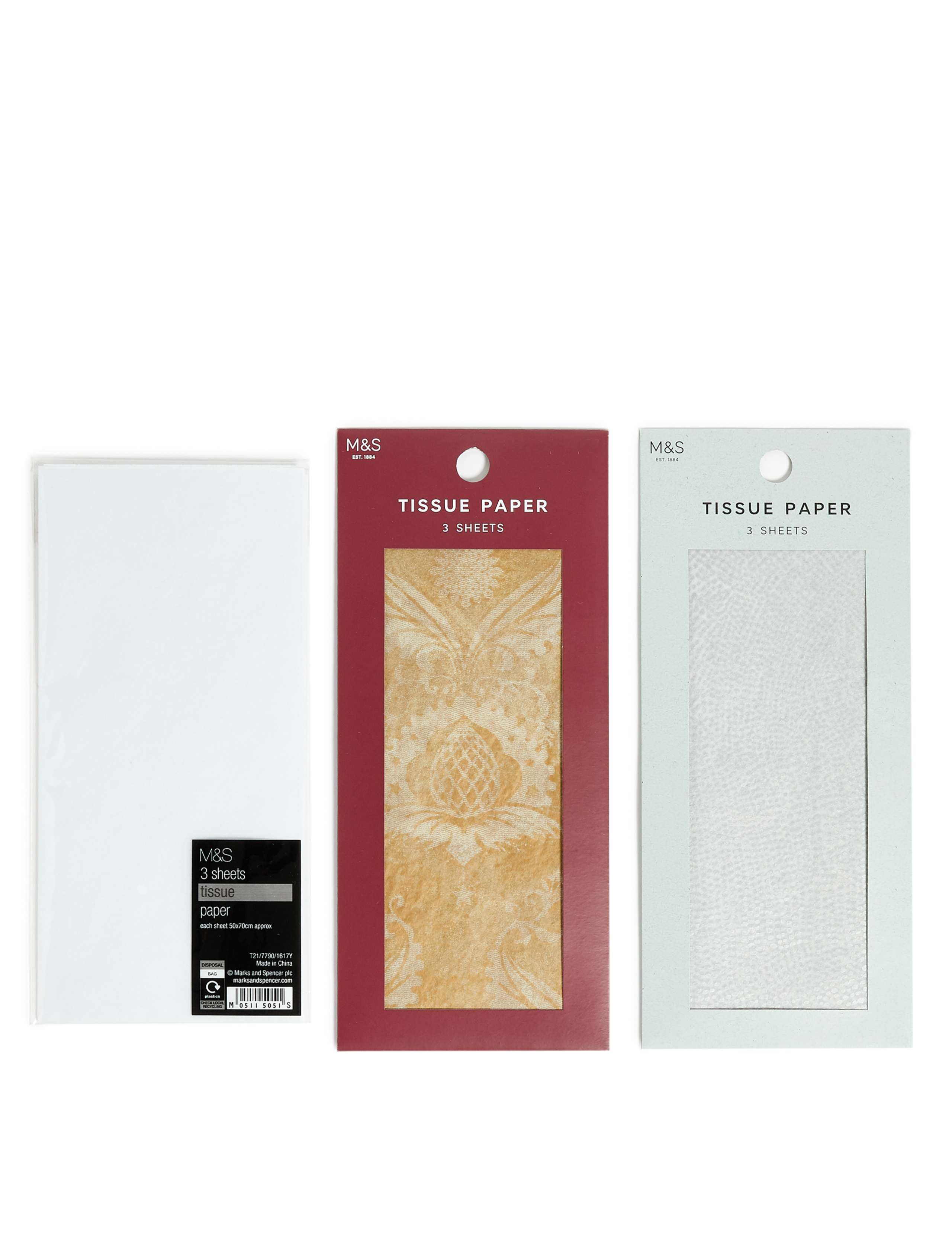 Silver, White & Gold Christmas Tissue Paper Bumper Pack - Contains 9 Sheets in 3 Designs 1 of 2