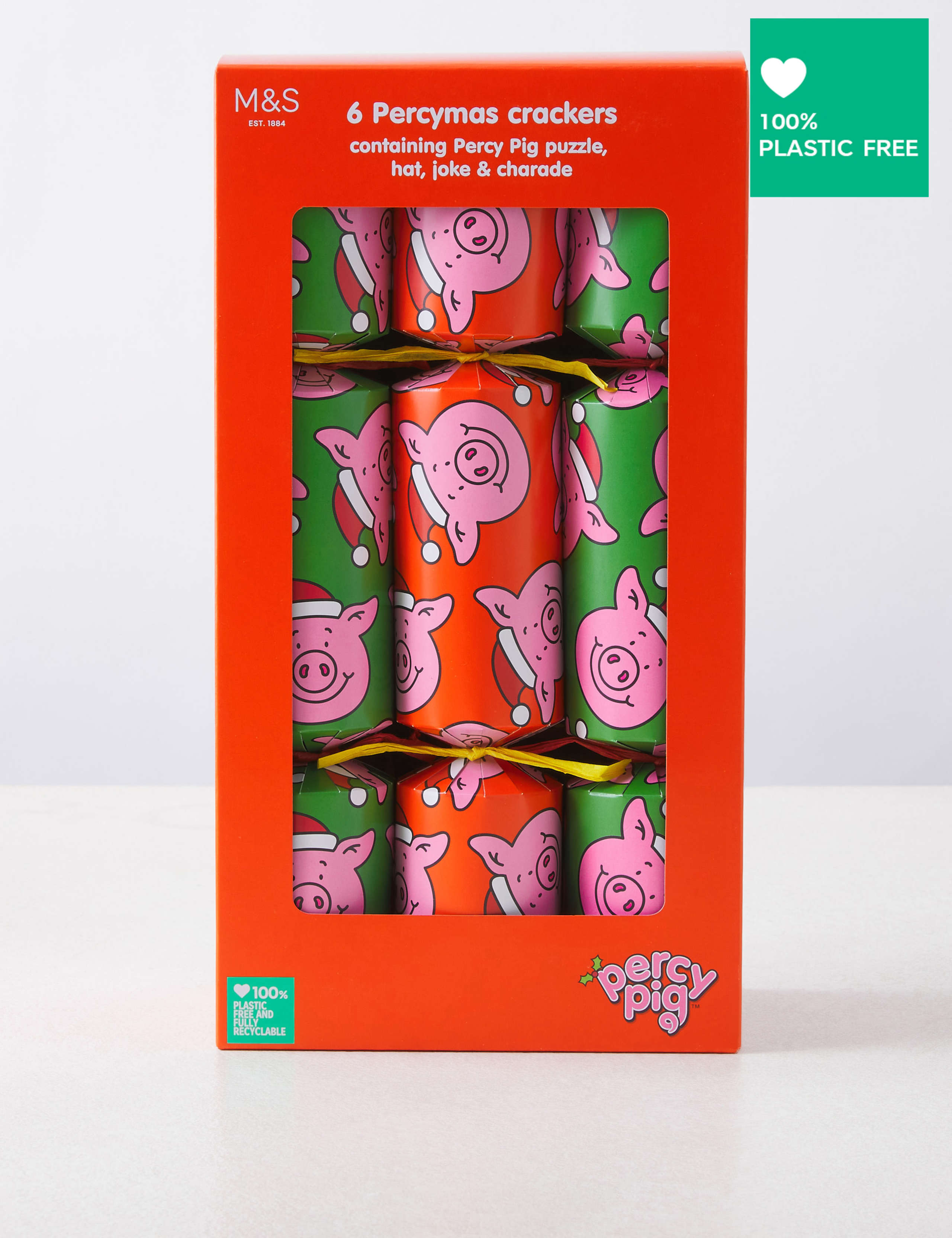 Percy Pig™ Recyclable Christmas Crackers - Pack of 6 in 2 Designs 1 of 4