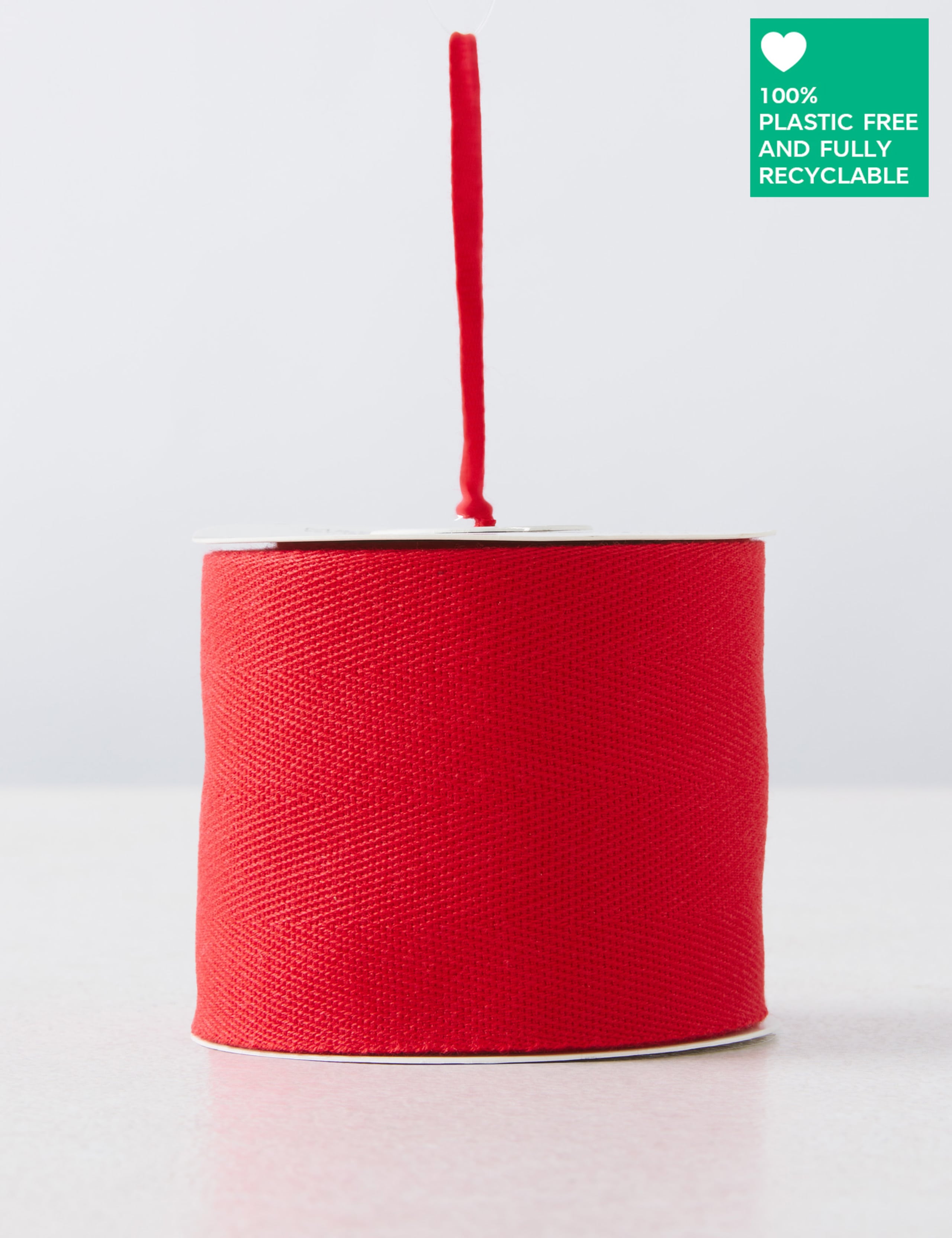 Red Fabric Christmas Ribbon Reel - 5m Length 1 of 2