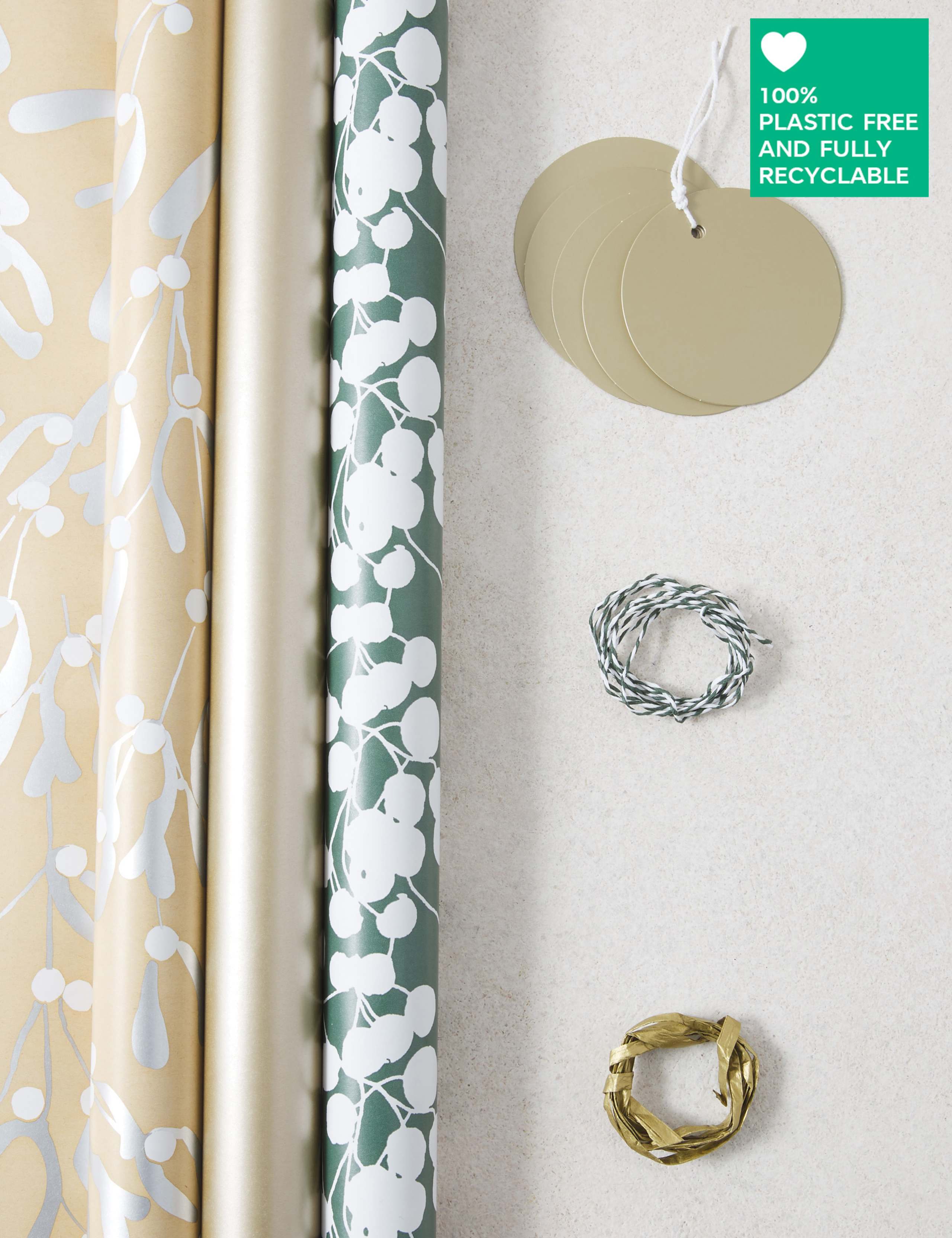 Contemporary Christmas Wrapping Paper, Tag & Ribbon Pack - 4.5m 1 of 2