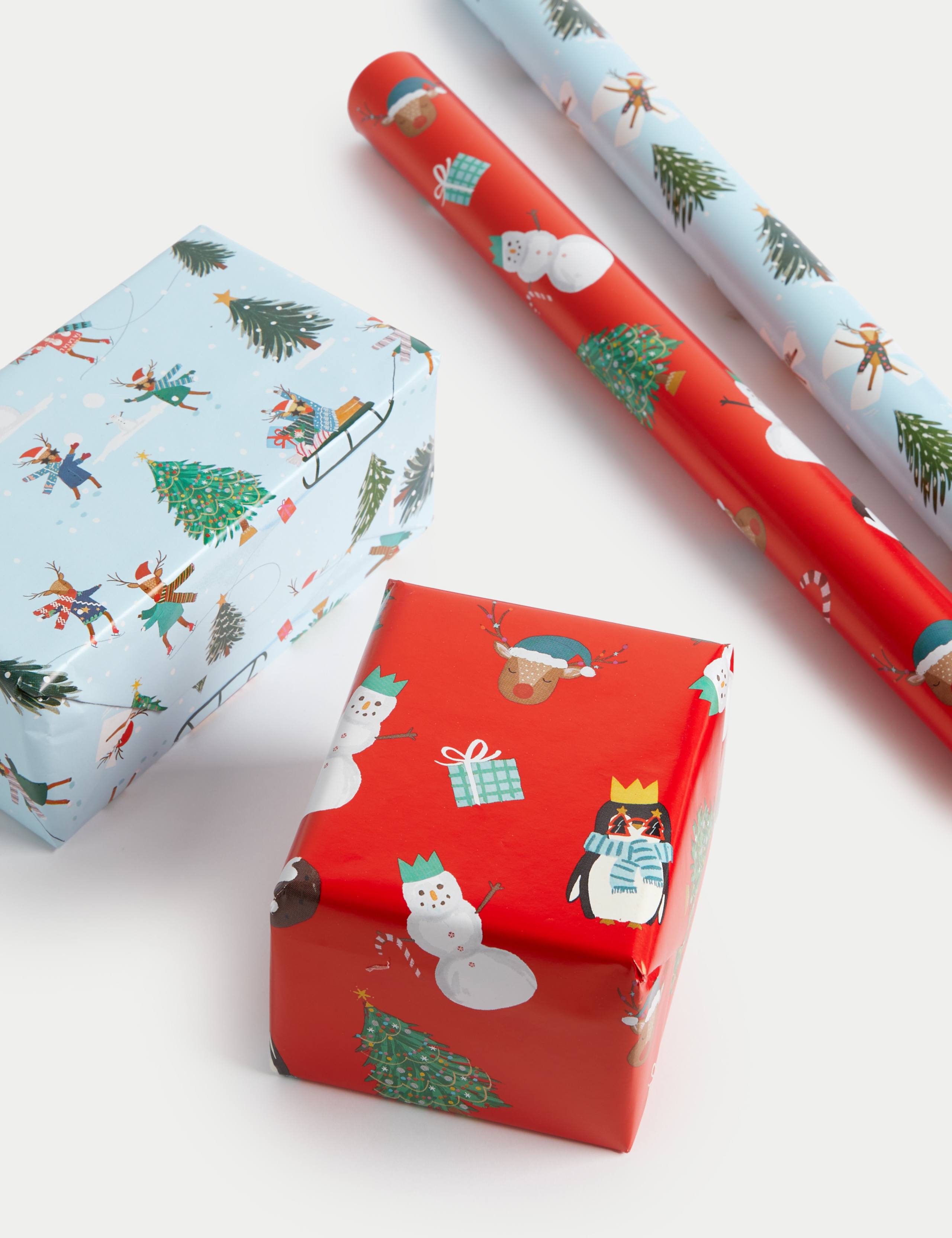 Christmas Icons & Trees 7M Gift Wrap Pack, 2 Festive Designs 2 of 2