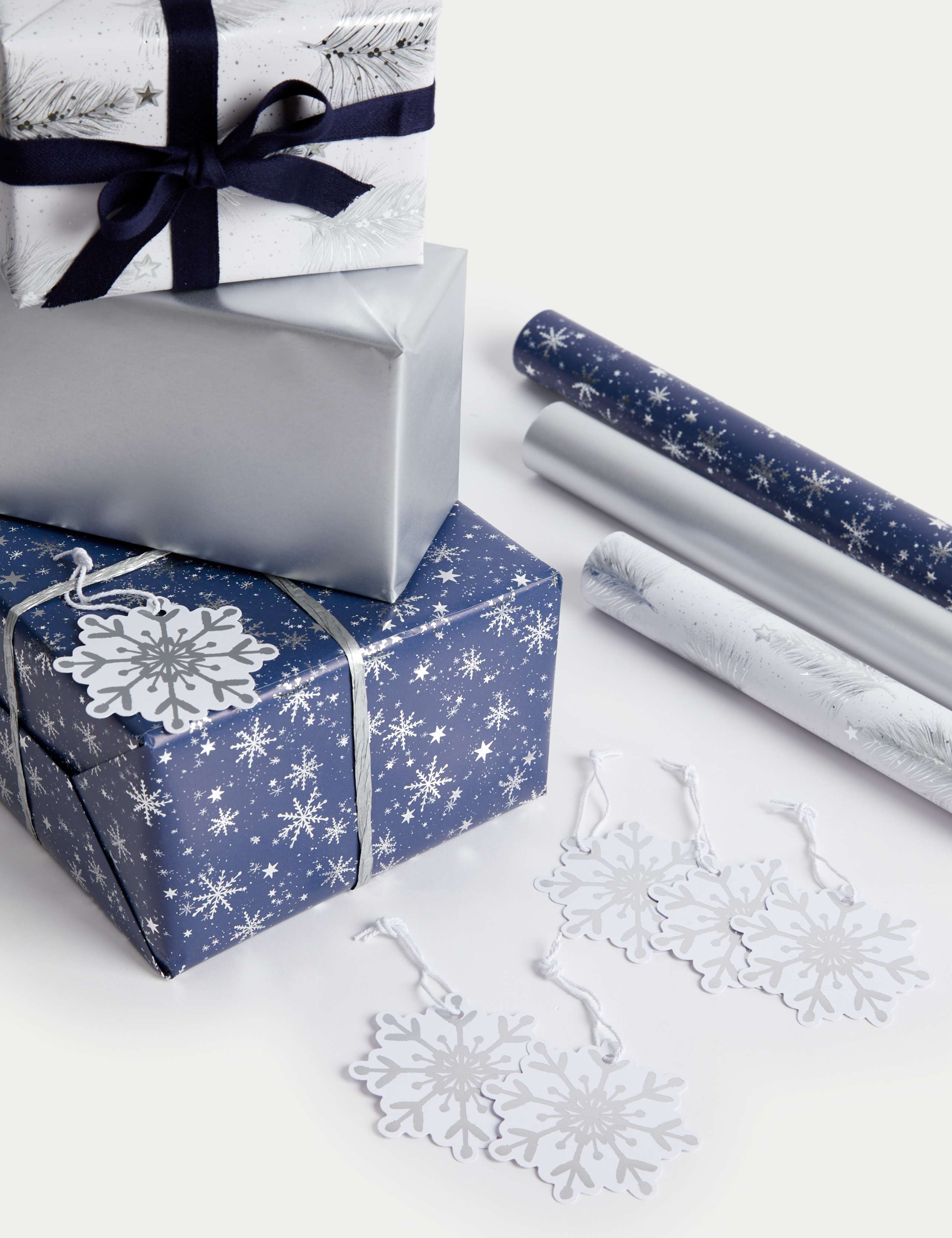 Luxury Silver & Navy 6M Christmas Gift Wrap & Accessories Pack 2 of 2