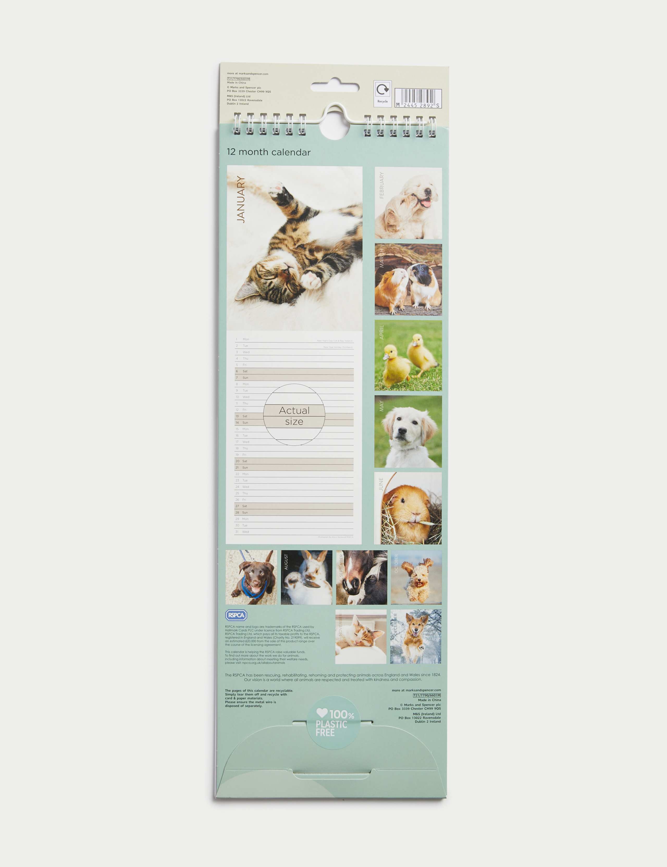 2024 Slimline Calendar - RSPCA Animals Design 3 of 3