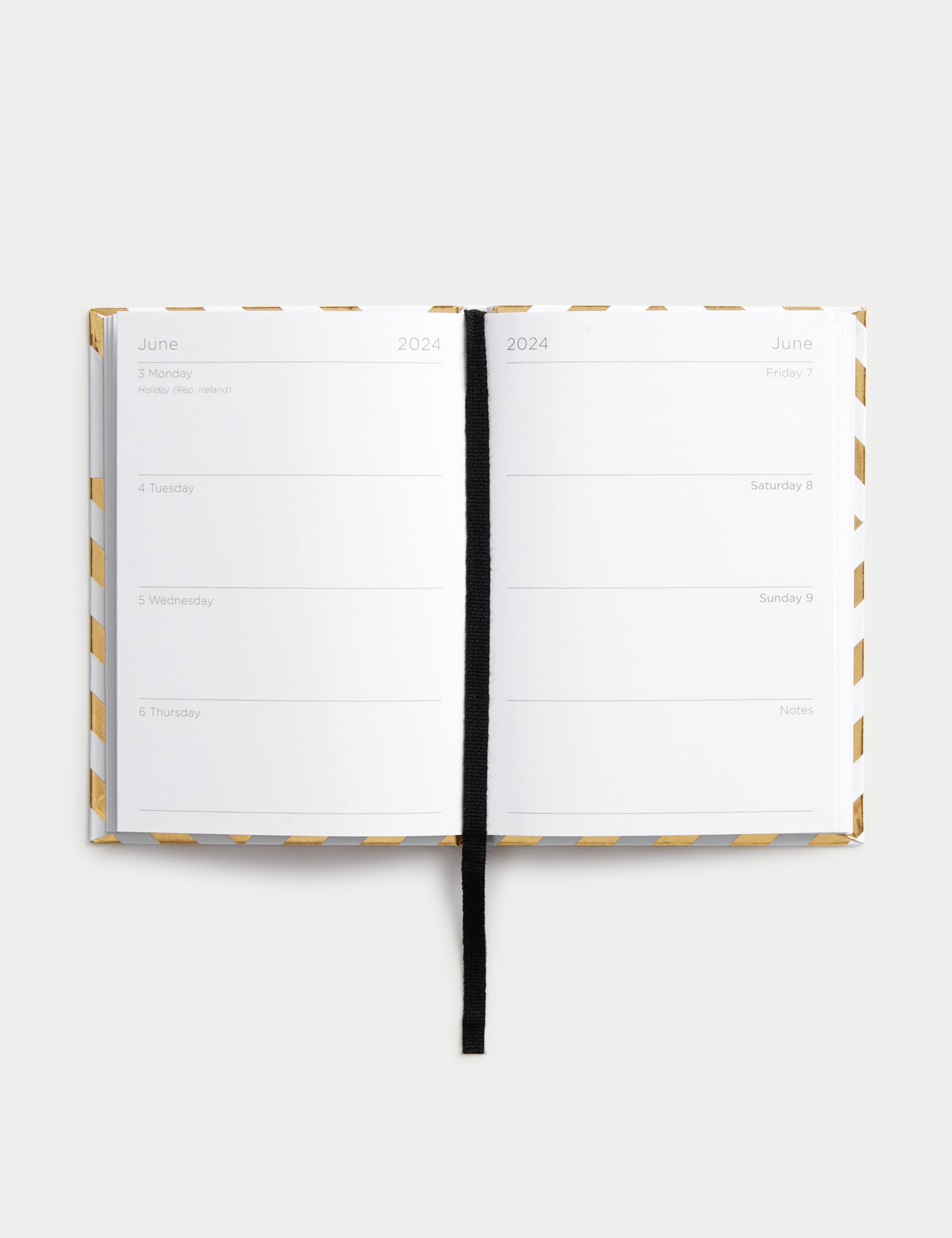 2024 Small A6 Week to View Diary - Gold Geometric Design 3 of 4