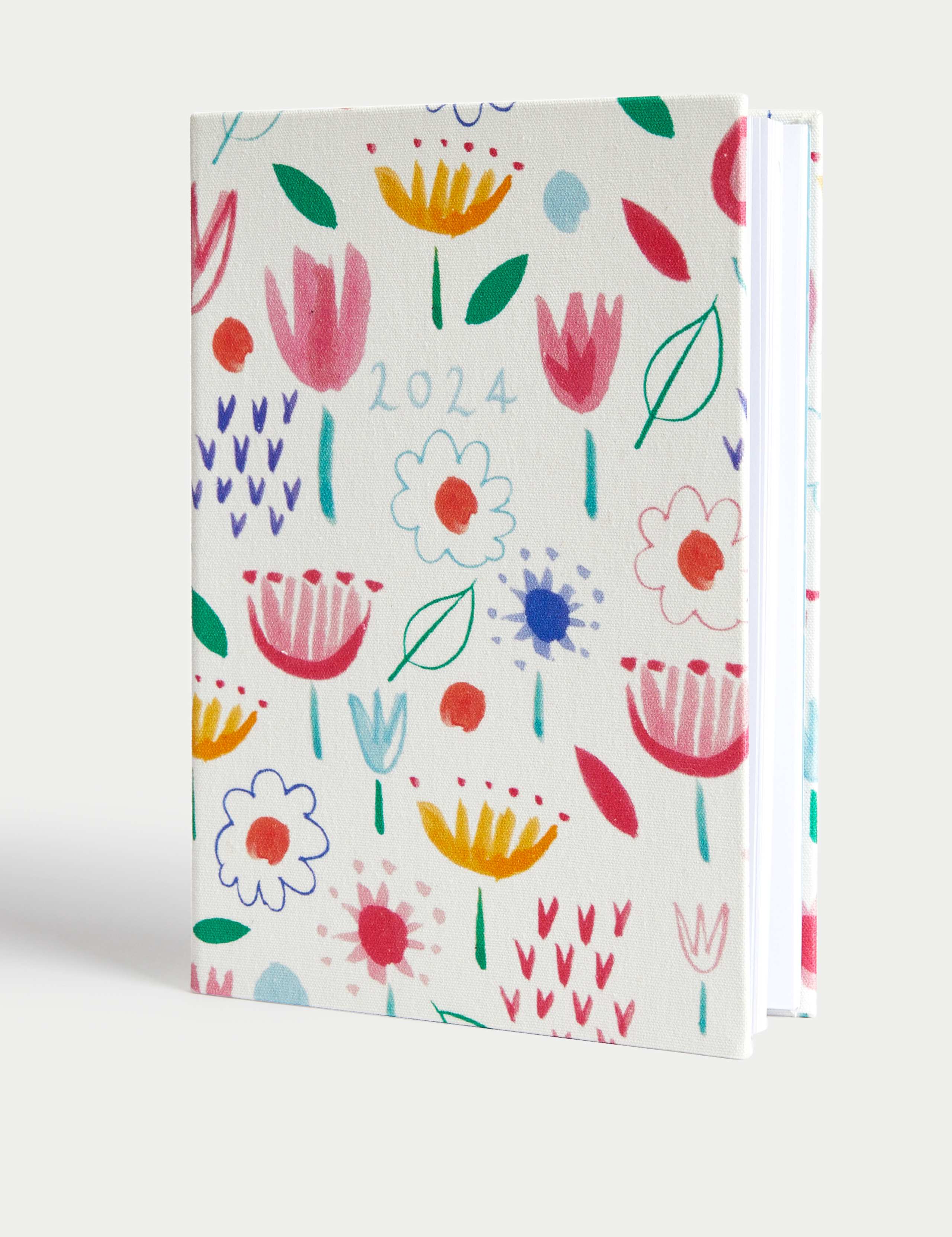 2024 A5 Week to View Diary - Fabric Colourful Flower Design 2 of 5