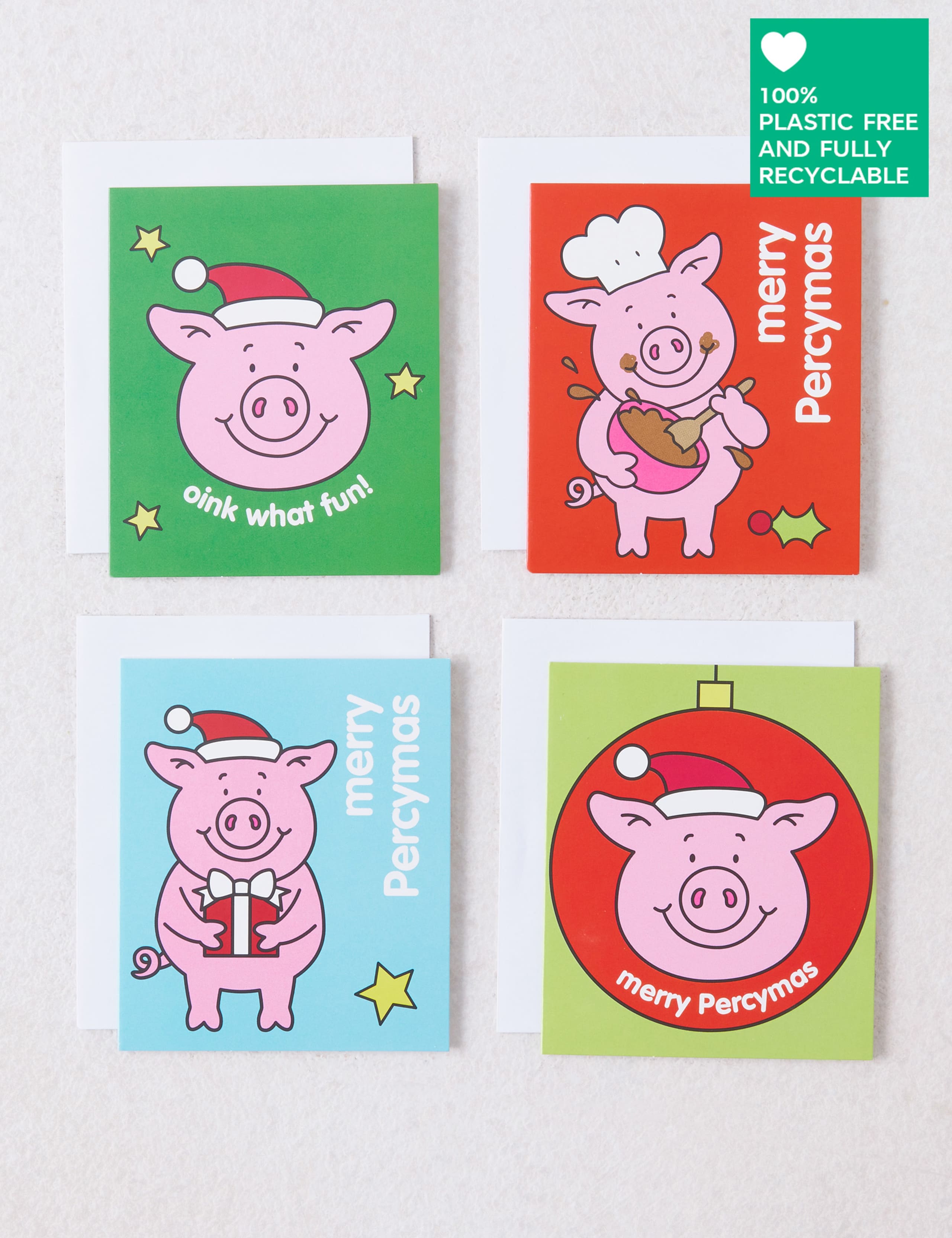 Percy Pig™ Charity Christmas Cards - Pack of 60 - 4 Designs 1 of 6