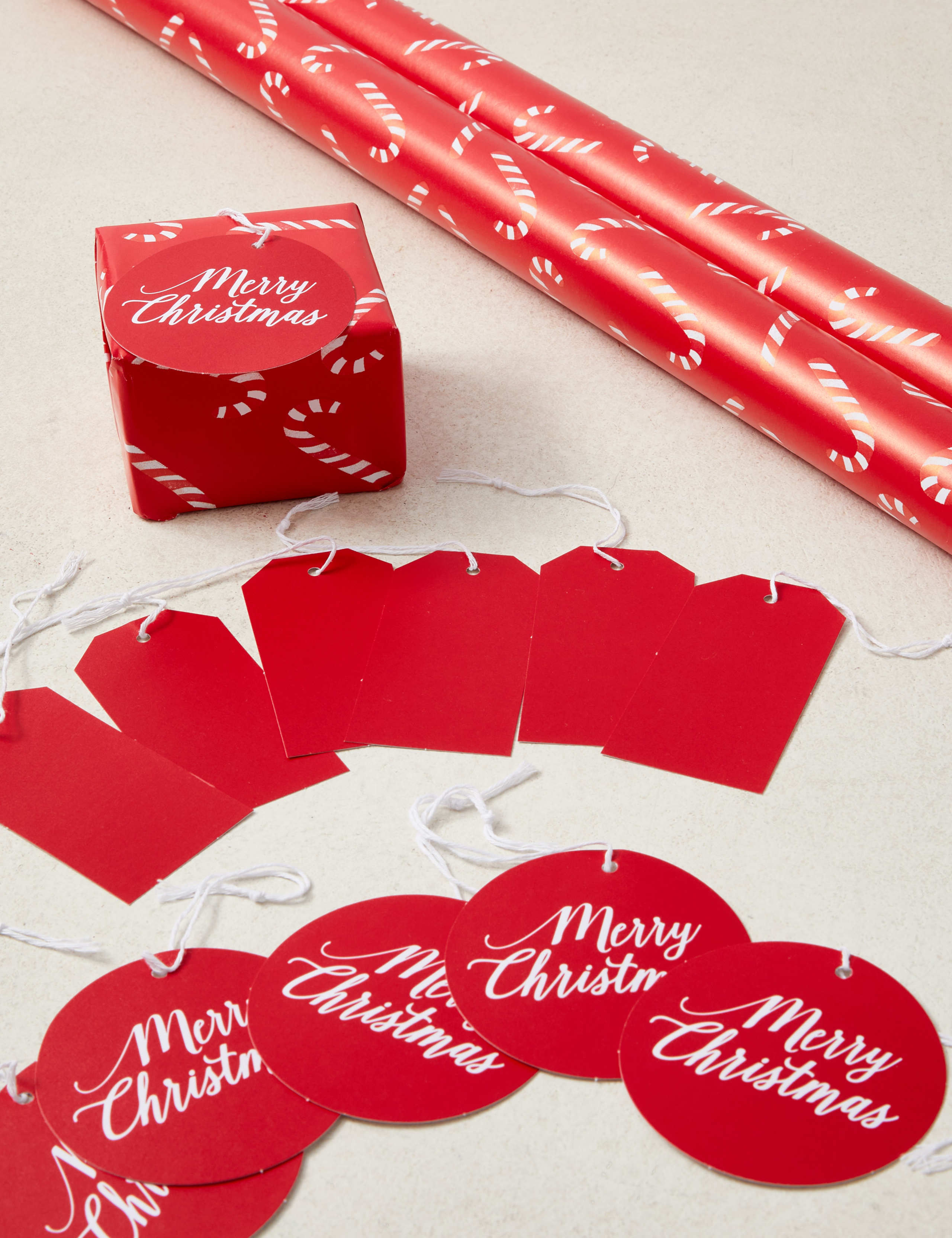 Candy Cane Christmas Wrapping Paper & Gift Tags Pack | M&S