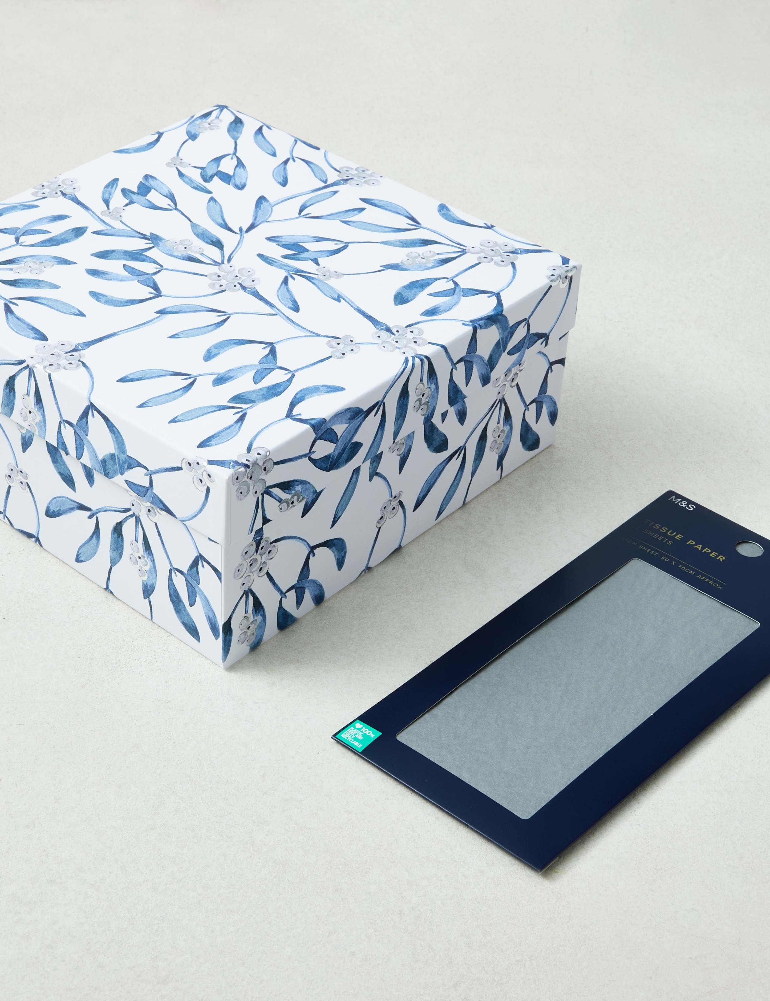 Luxury Silver-Foiled Christmas Gift Box & Tissue Pack 1 of 3