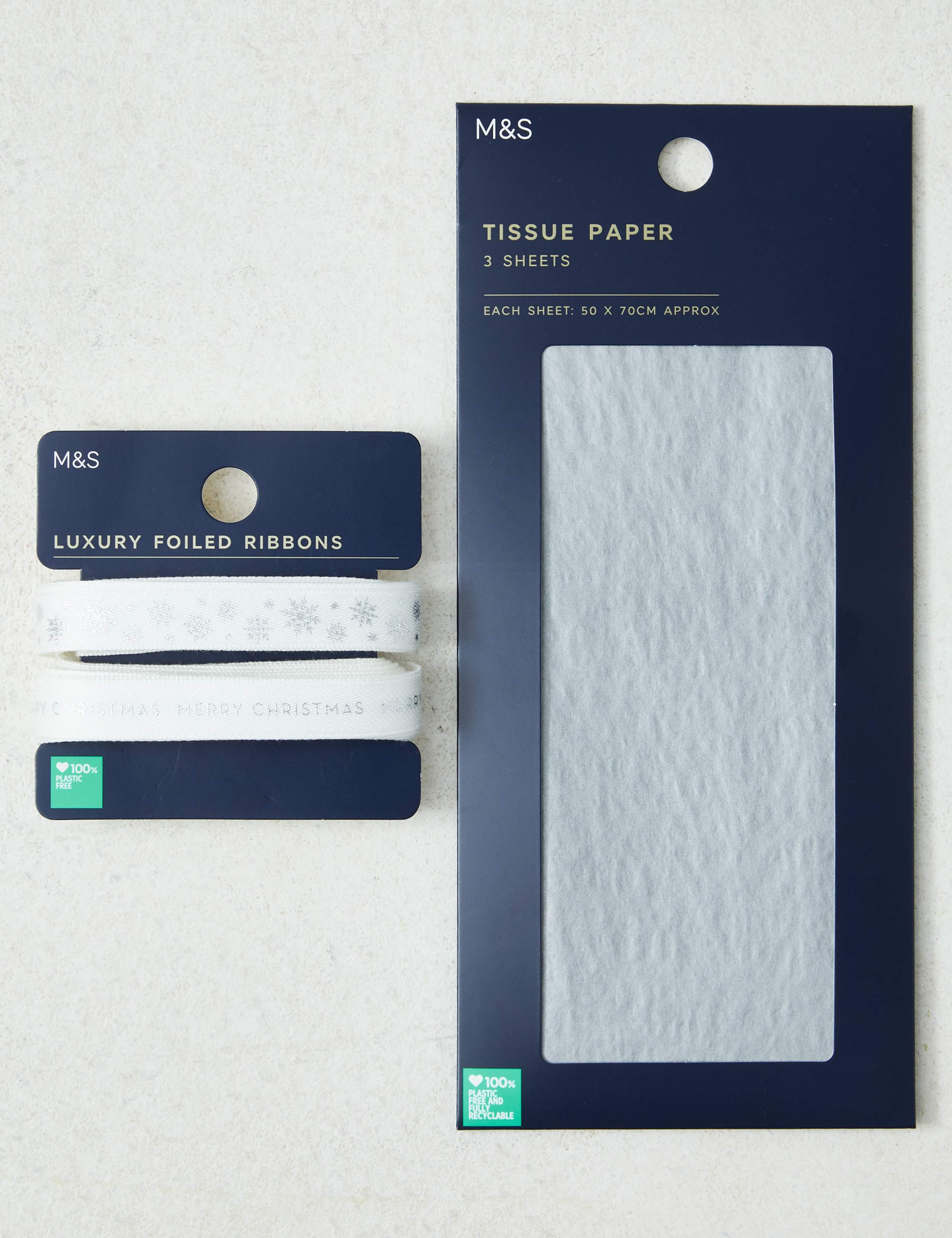 Christmas Tissue Paper & Ribbon Pack - Silver 1 of 2
