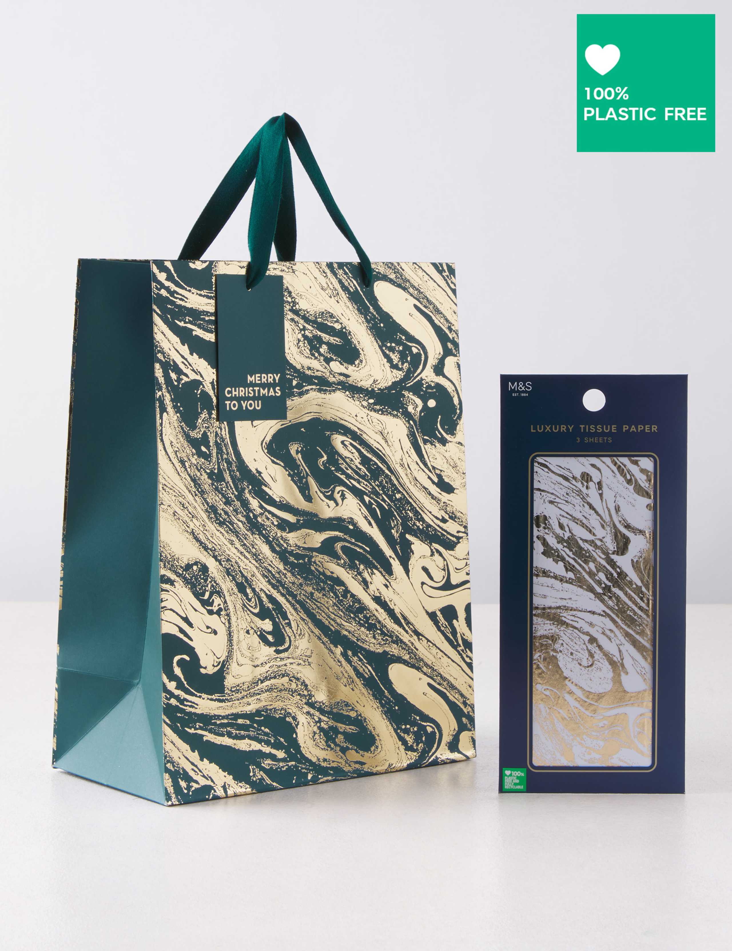Luxury Opulence Gift Bag & Tissue Paper Pack - Large Bag with Marbled Tissue Paper 1 of 4