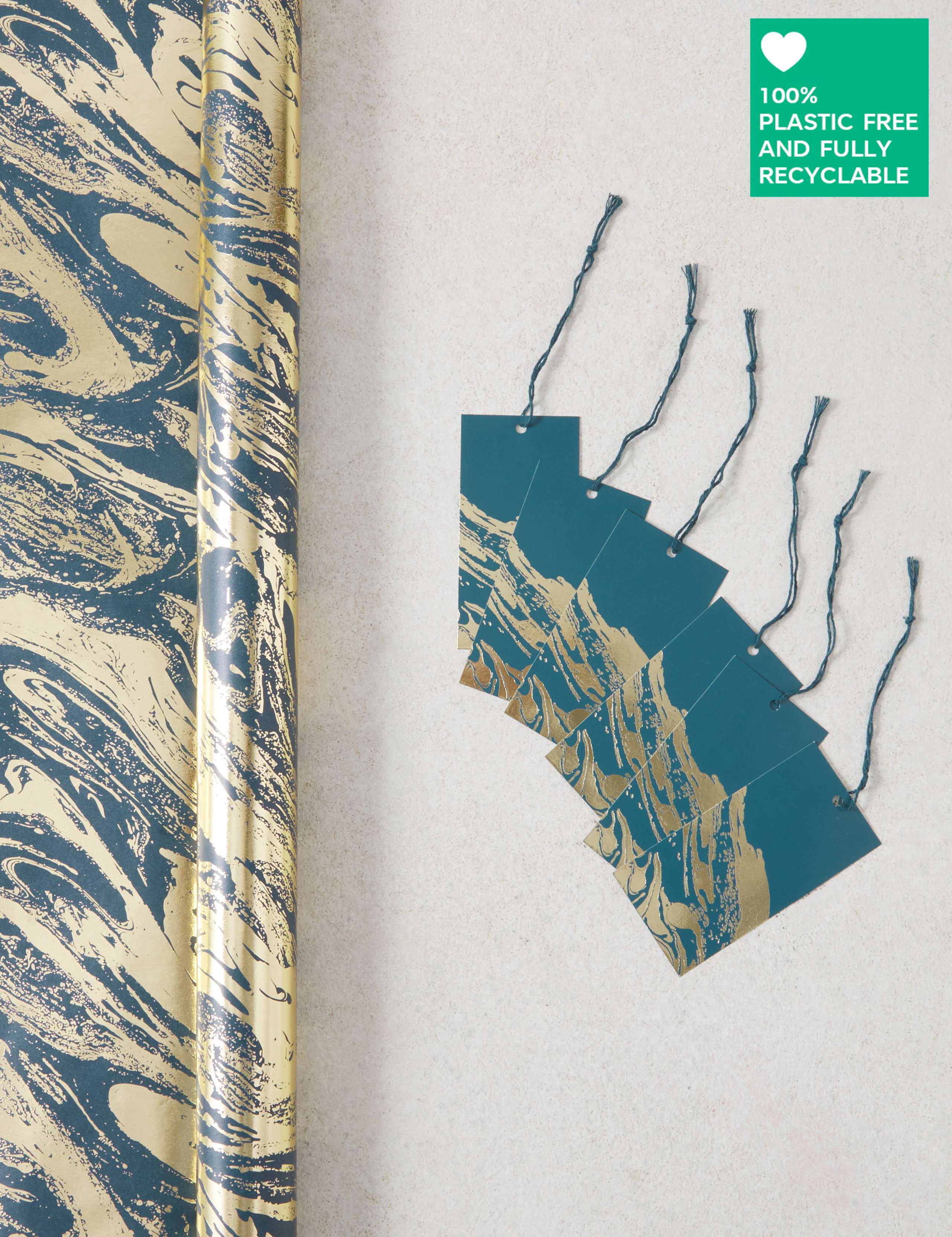 Luxury Christmas Wrap & Tag Pack - 3m of Wrapping Paper & 6 Gift Tags, in Elegant Marbled Design 1 of 2