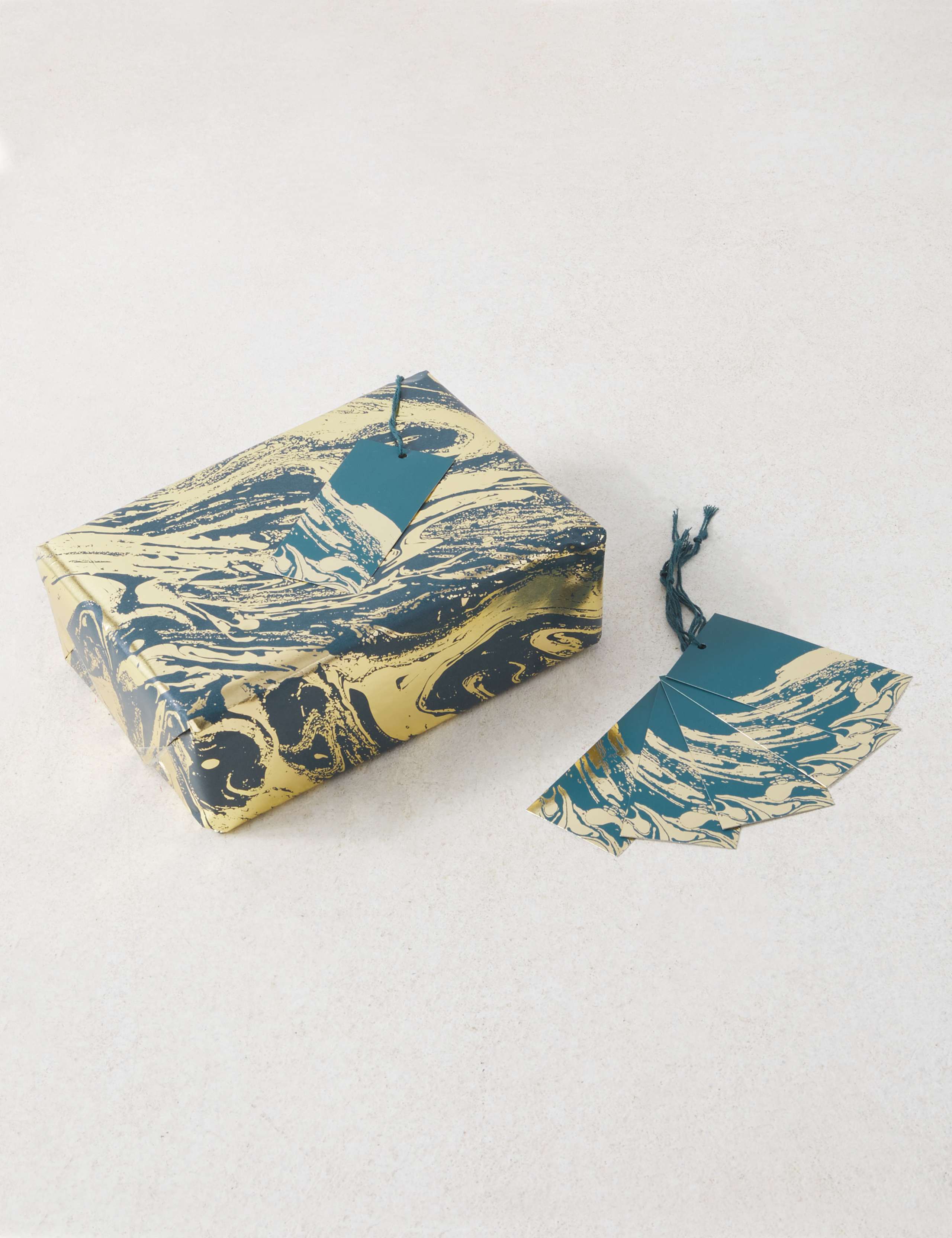 Luxury Christmas Wrap & Tag Pack - 3m of Wrapping Paper & 6 Gift Tags, in Elegant Marbled Design 2 of 2