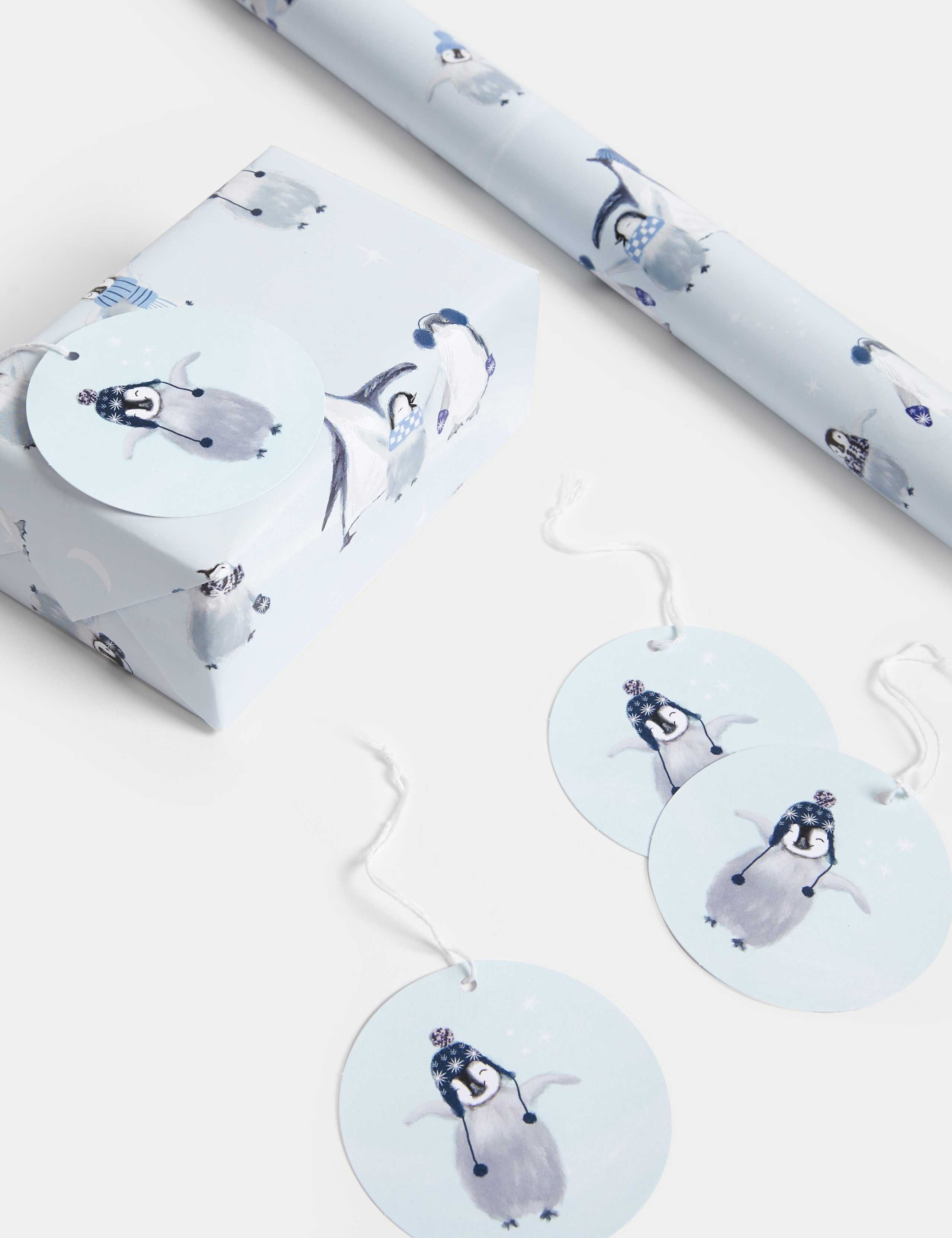 VerbatimART Puffins Gift Wrapping Paper Sheet With Tag – Scottish Quality, Multicoloured, Recyclable, Made In UK