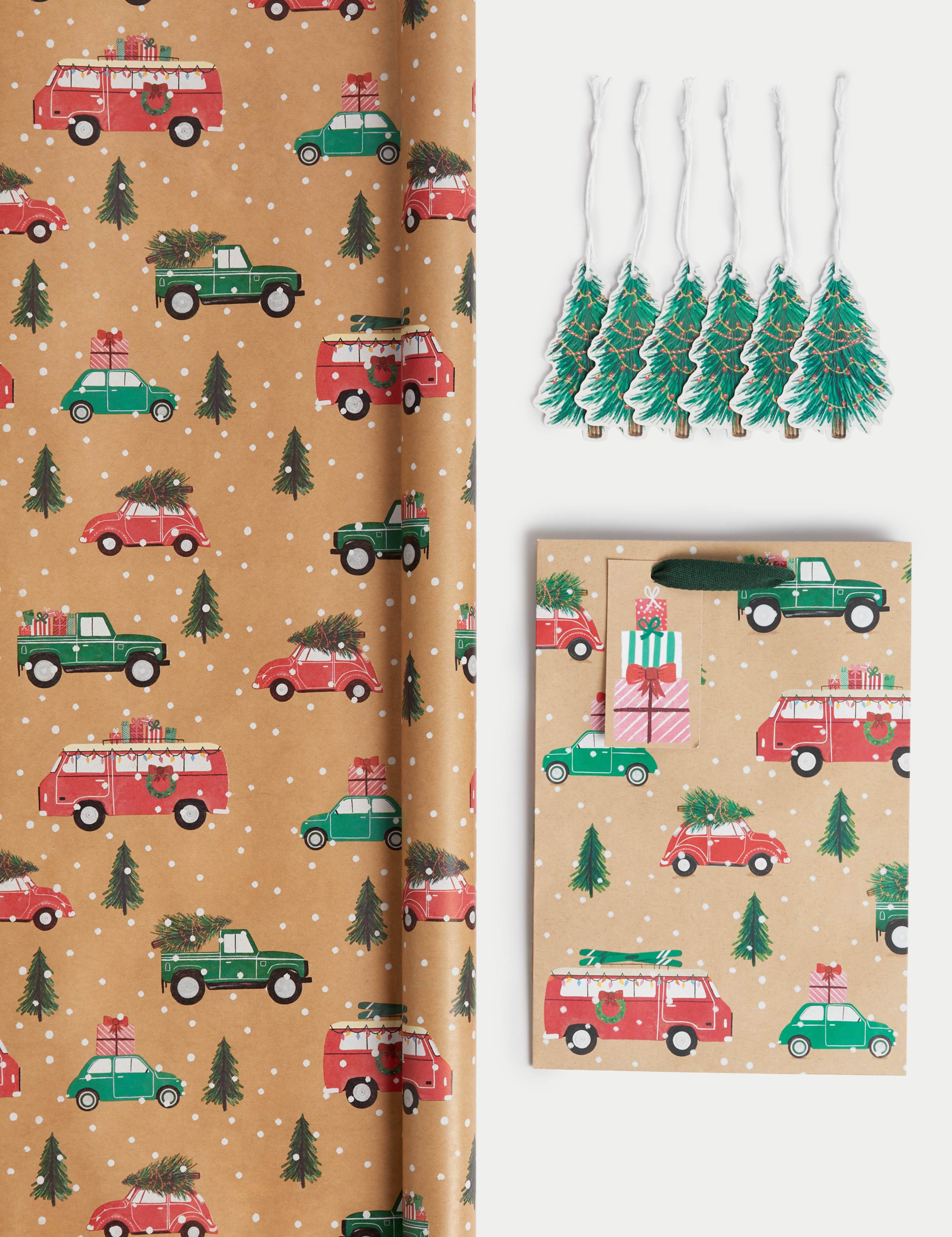 Retro Car 3M Christmas Gift Wrap, Gift Tags & Gift Bag Pack 1 of 2