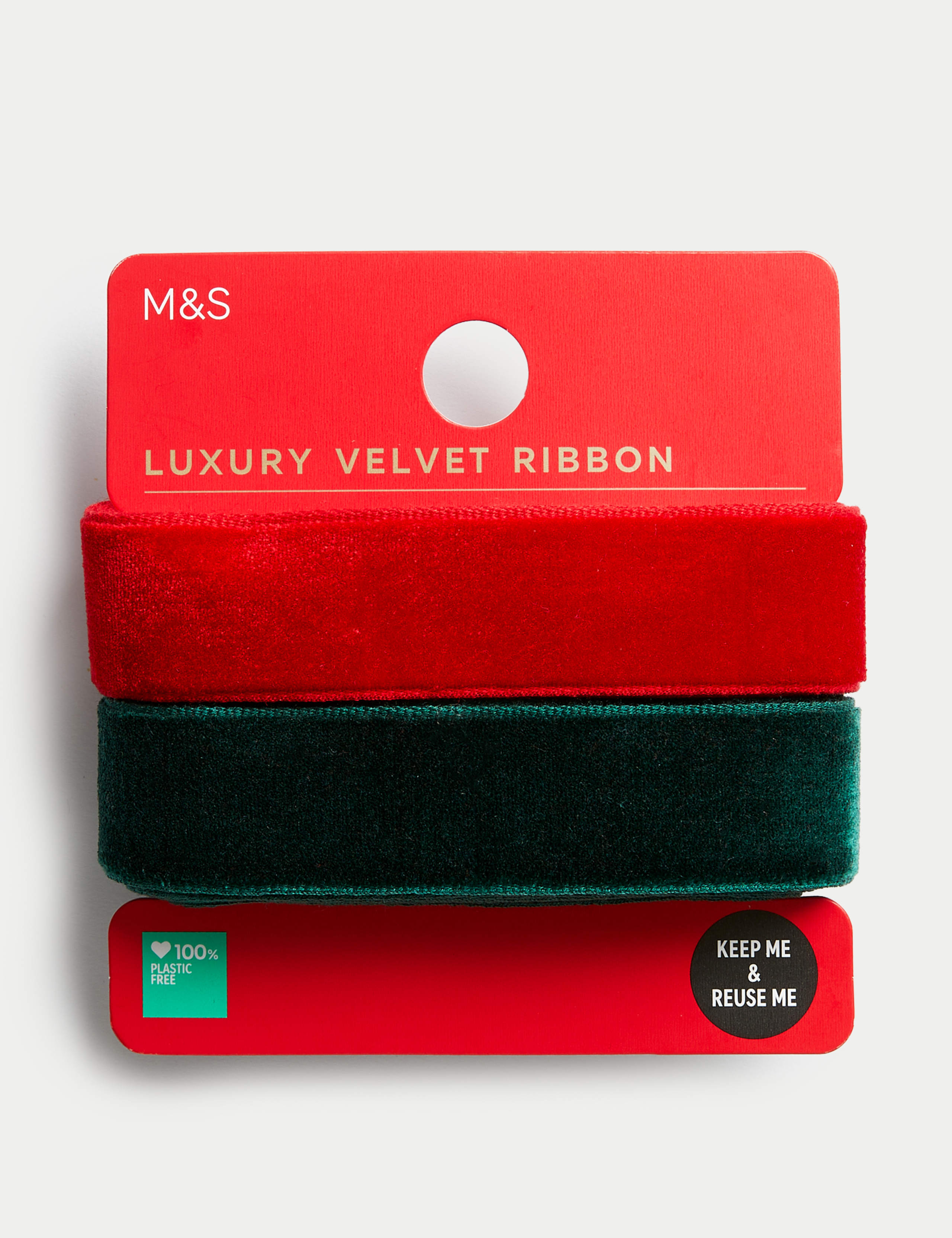 Christmas Luxury Velvet Ribbon Pack - Red & Green 1 of 2