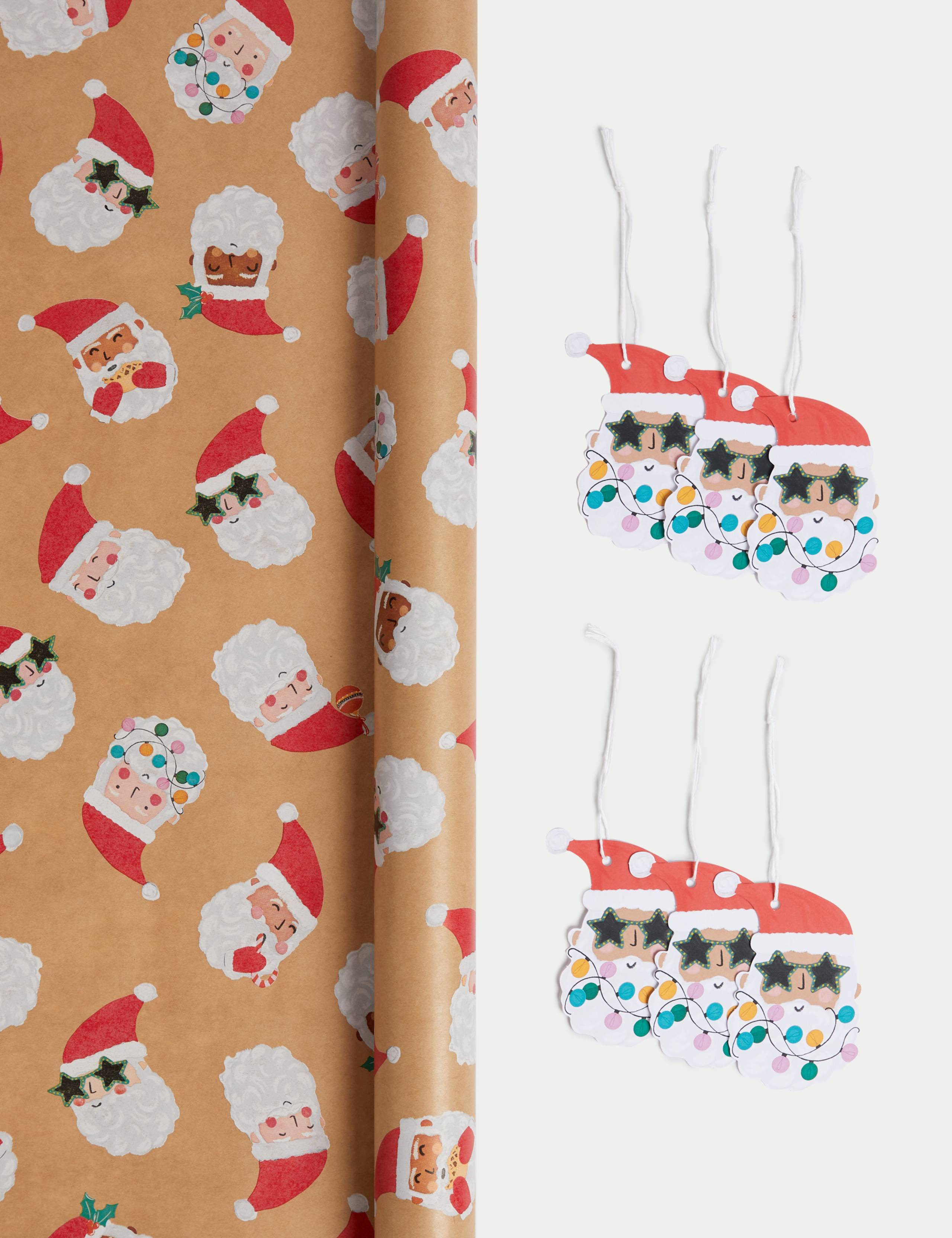 Disco Santa 10M Christmas Gift Wrap & 6 Gift Tags Pack 1 of 2