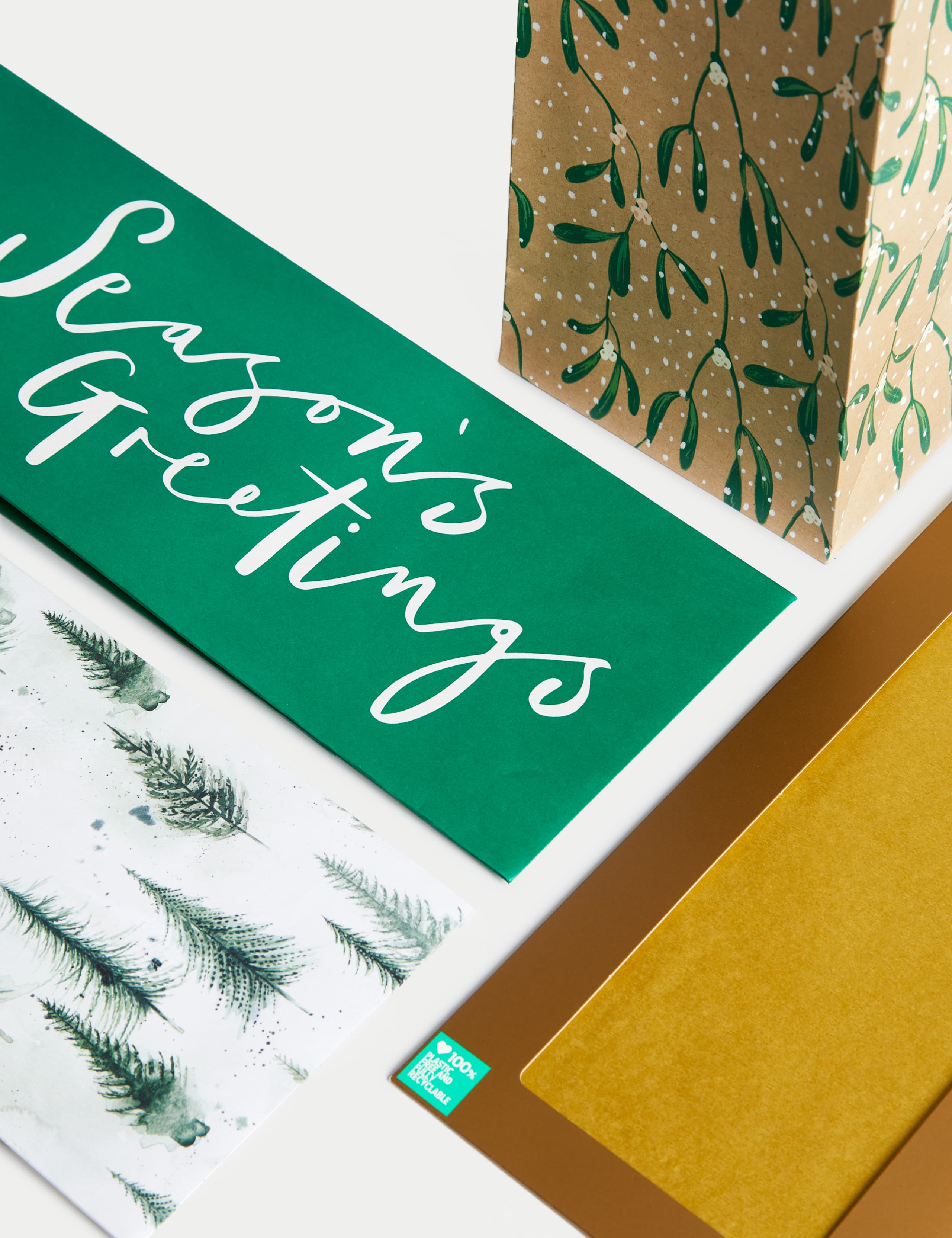 3 Green Christmas Bottle Bags & Tissue Paper Pack 3 of 3