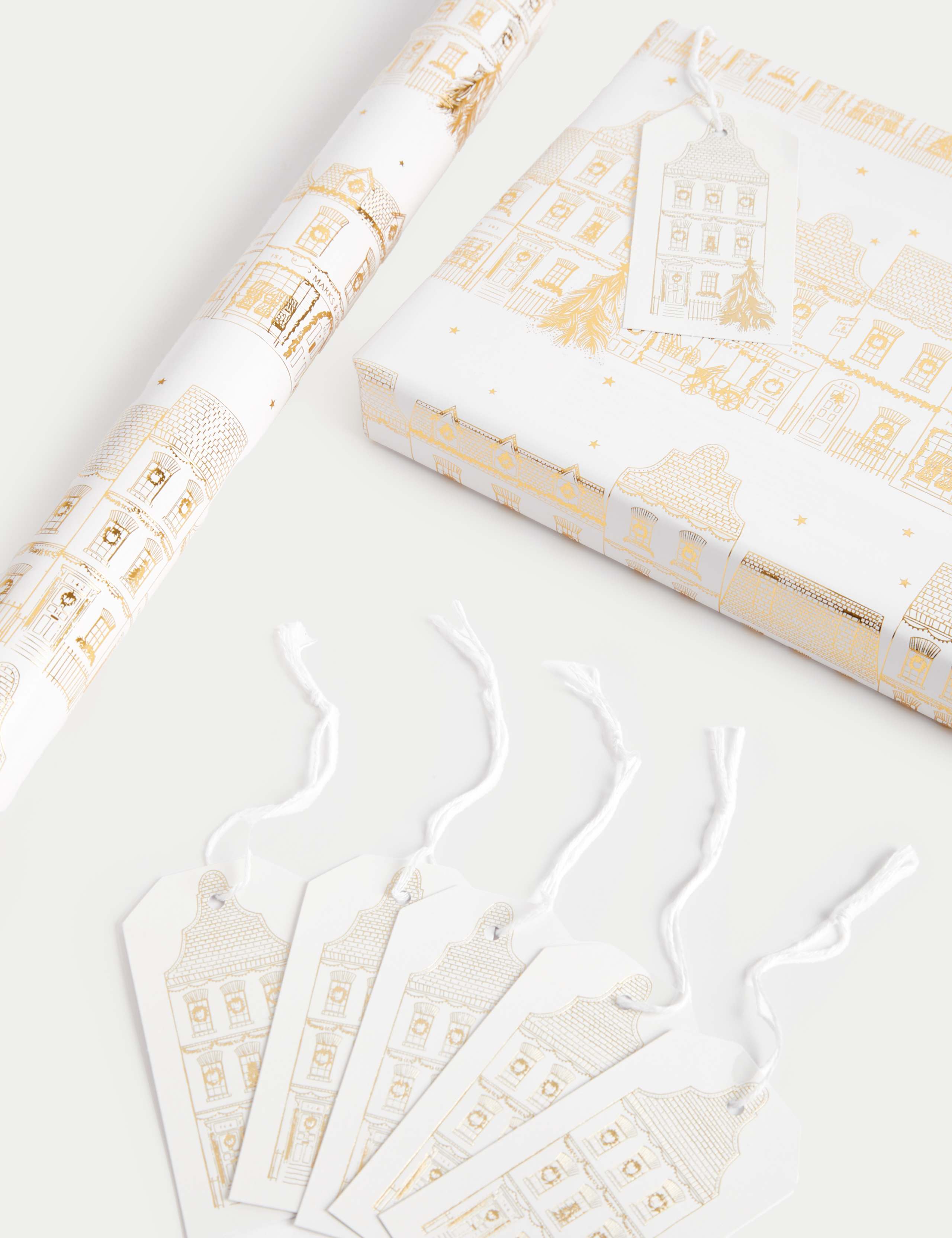 Luxury Gold Foil Townhouse 3M Christmas Gift Wrap & 6 Gift Tags 2 of 2