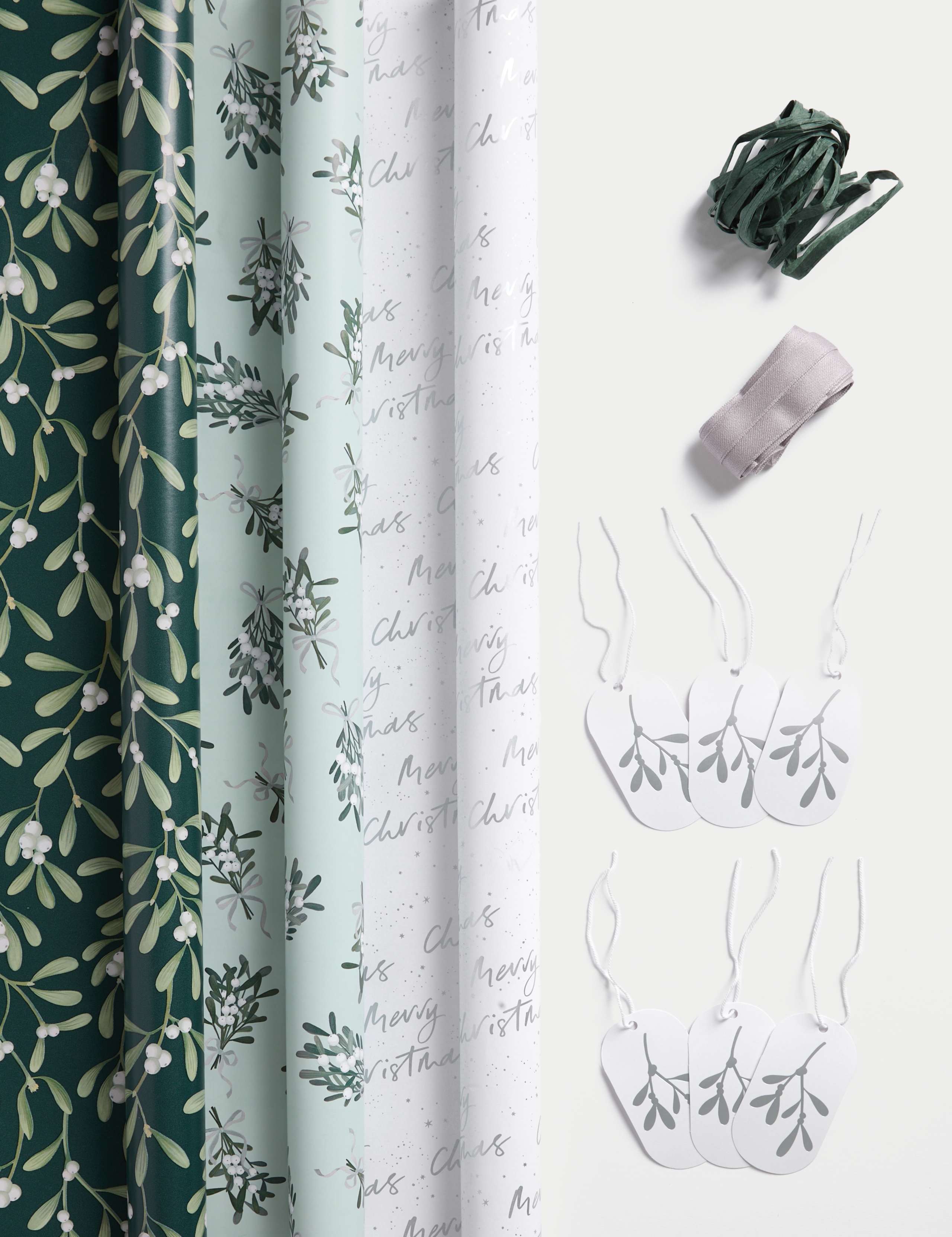 6M Gift Wrap, Ribbon & Paper Raffia - Mistletoe Design 1 of 2