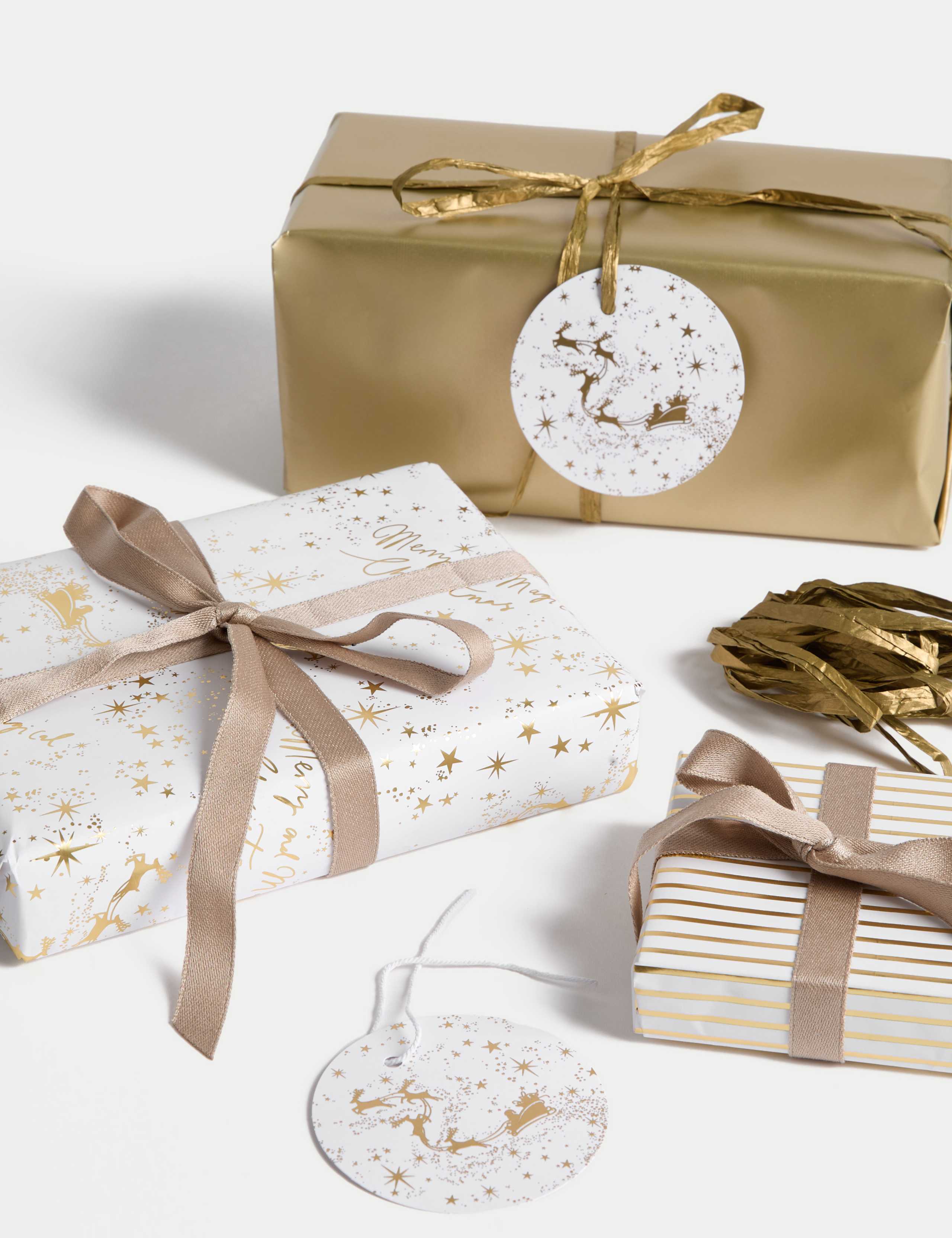 6M Gift Wrap, Ribbon & Raffia Paper - Gold Design 2 of 2