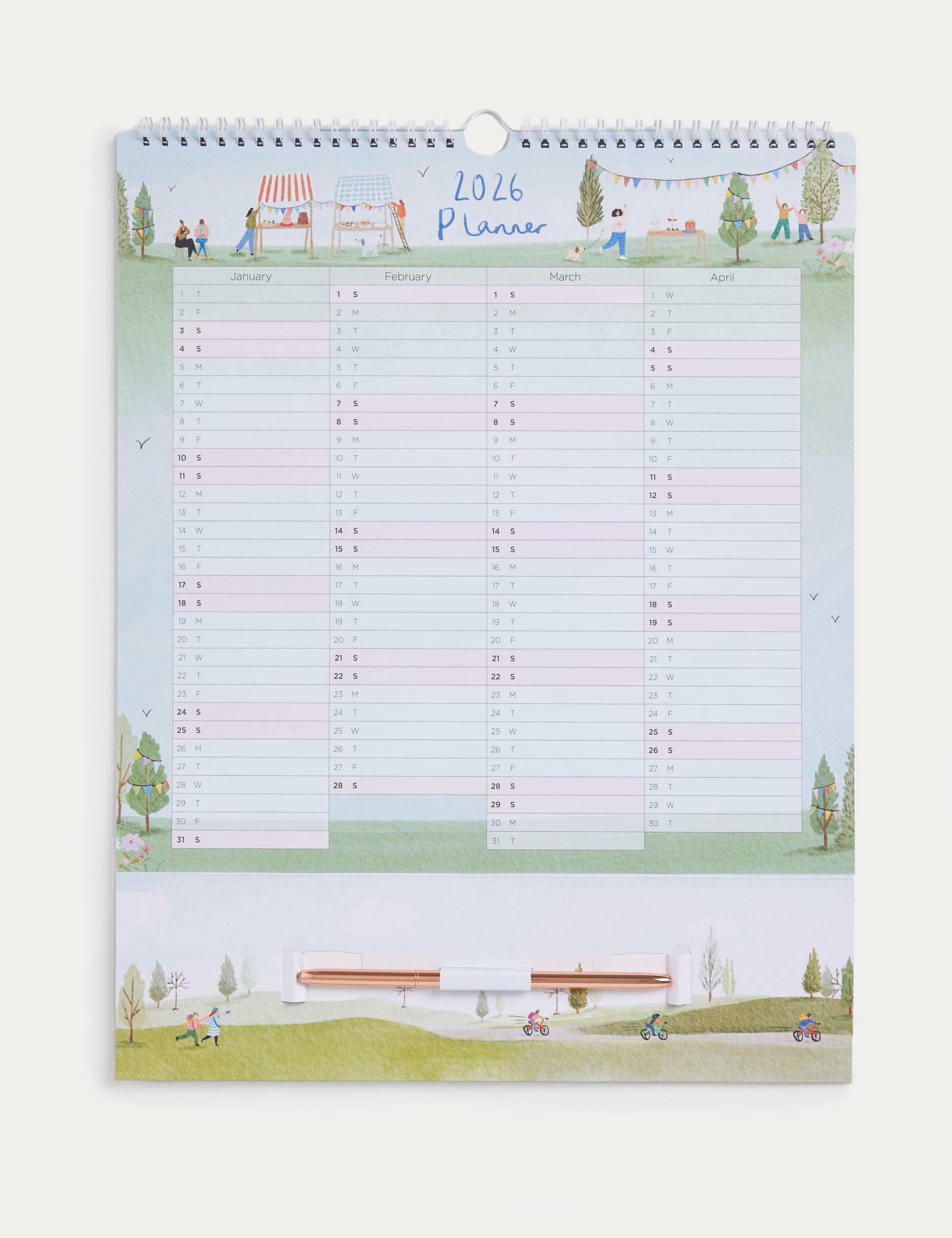 2025 Large Calendar & Family Organiser with Pen - Illustrated 2 of 5