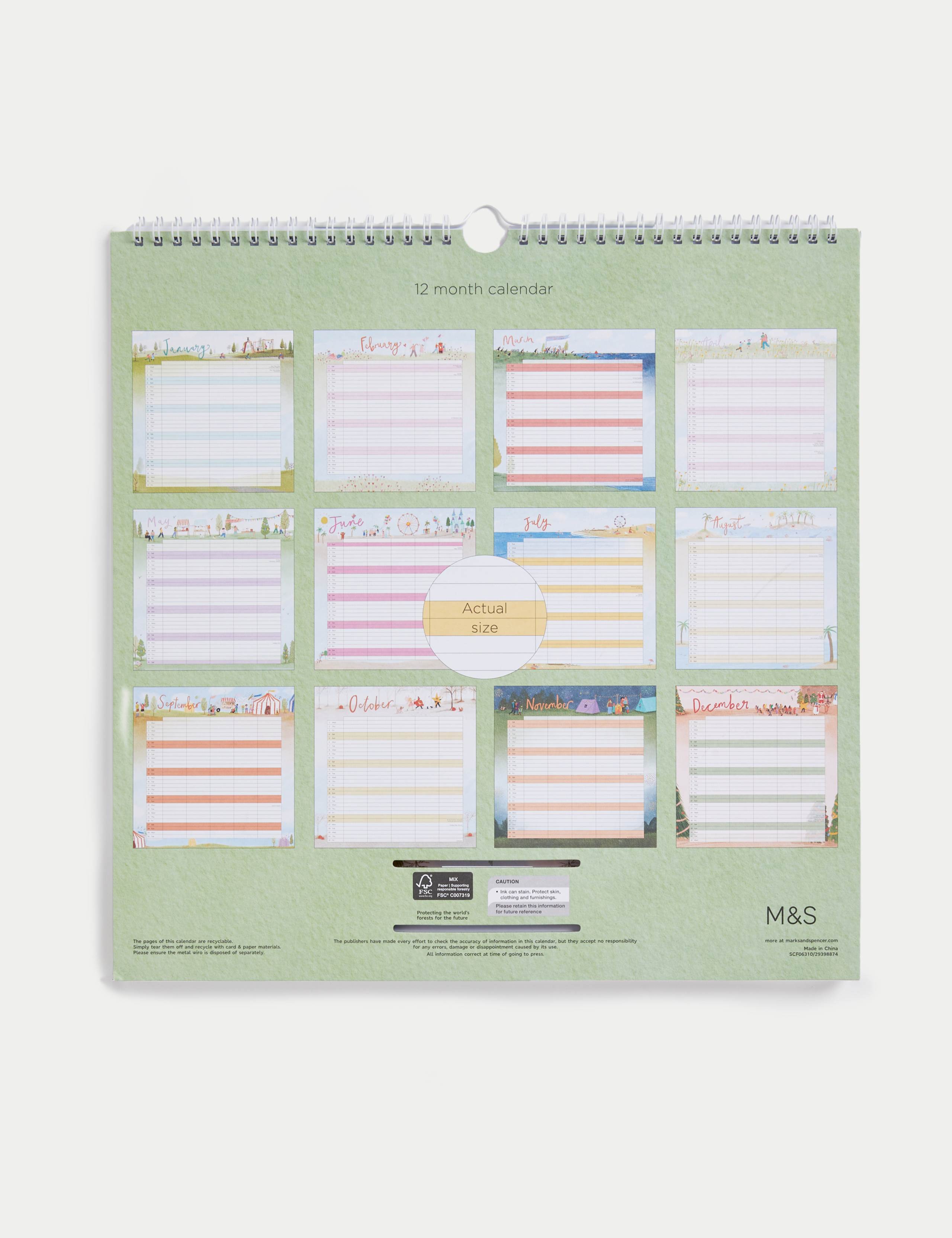2025 Large Calendar & Family Organiser with Pen - Illustrated 3 of 5