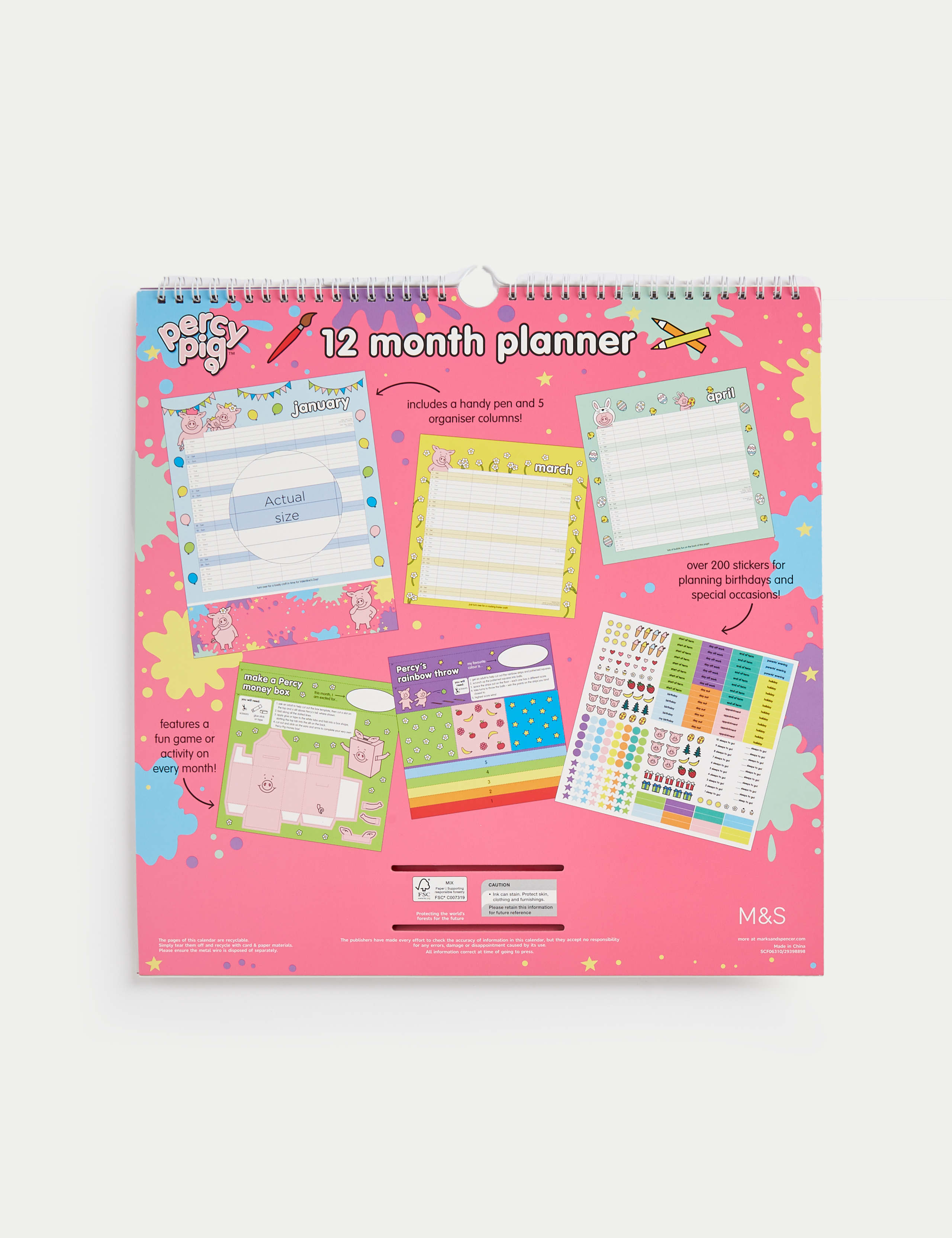 2025 Large Calendar & Family Organiser with Pen - Percy Pig™ 3 of 7