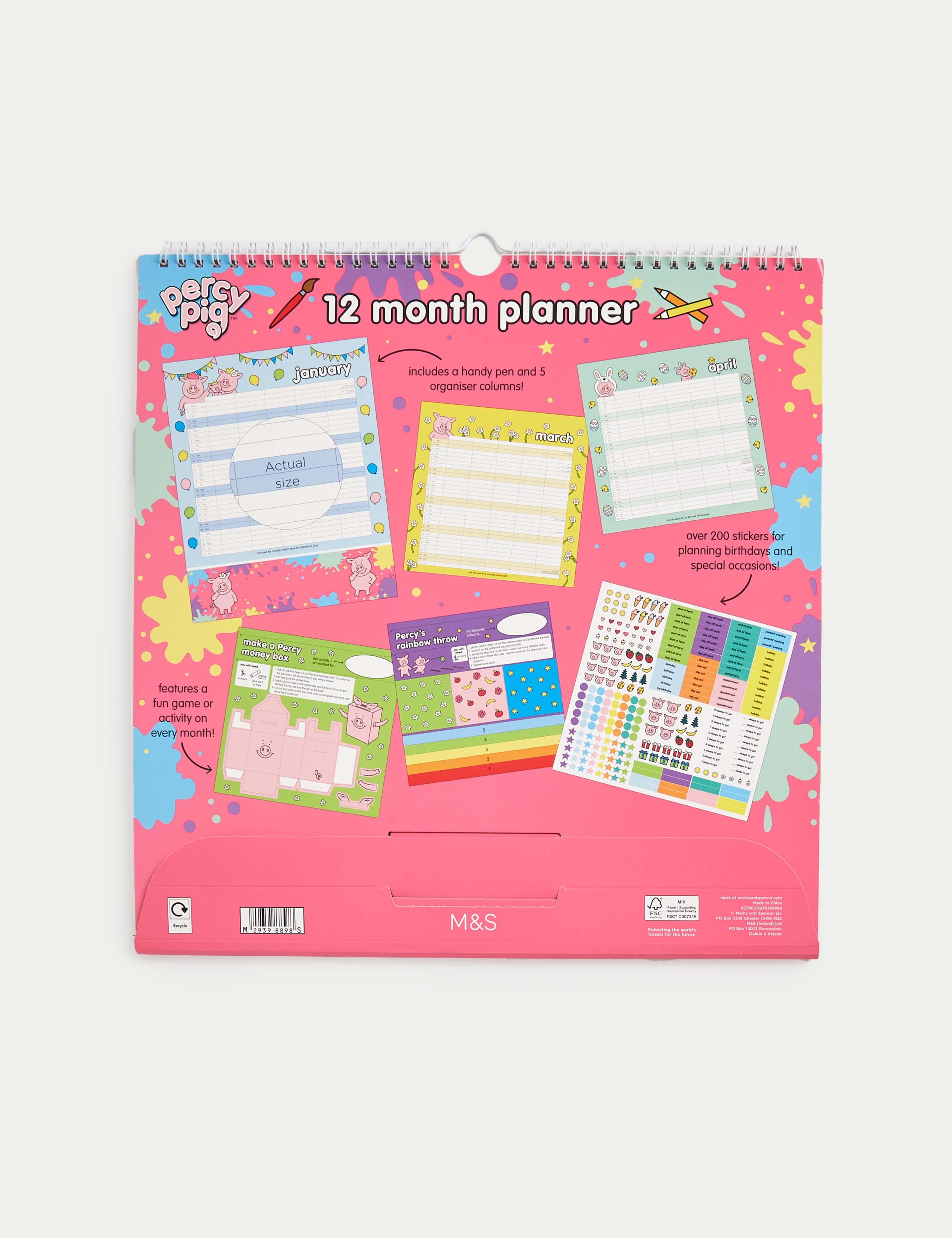 2025 Large Calendar & Family Organiser with Pen - Percy Pig™ 6 of 7