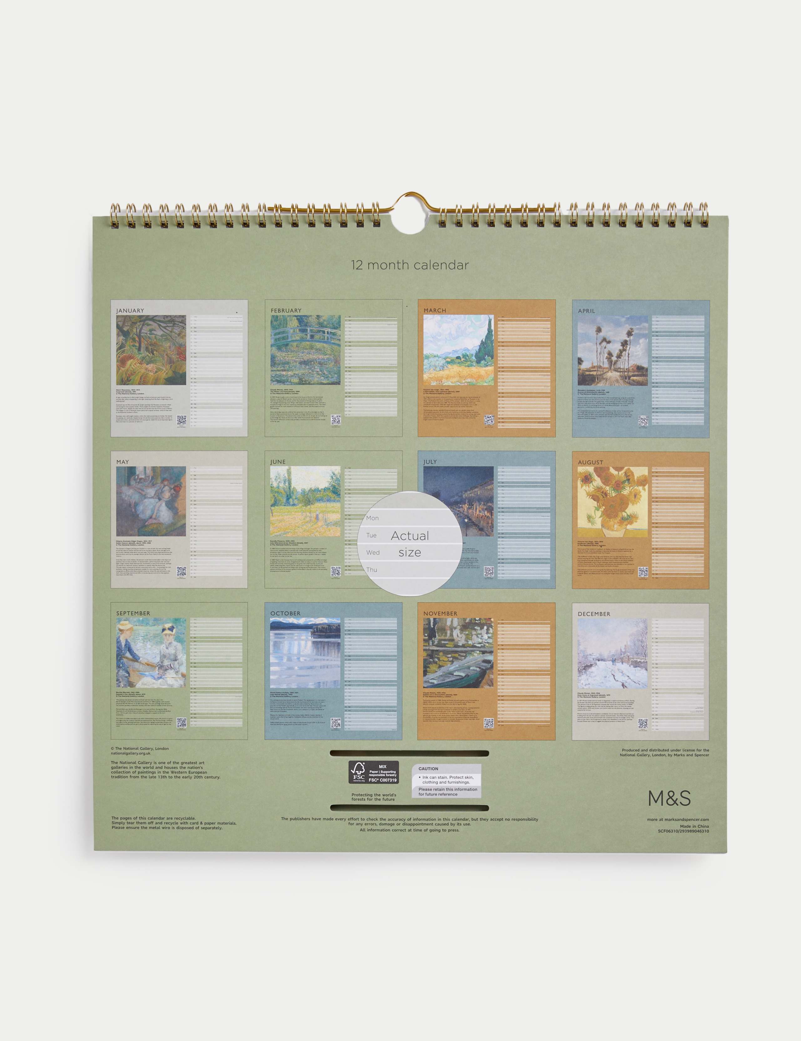 2025 Large Calendar with Pen - The National Gallery 3 of 5