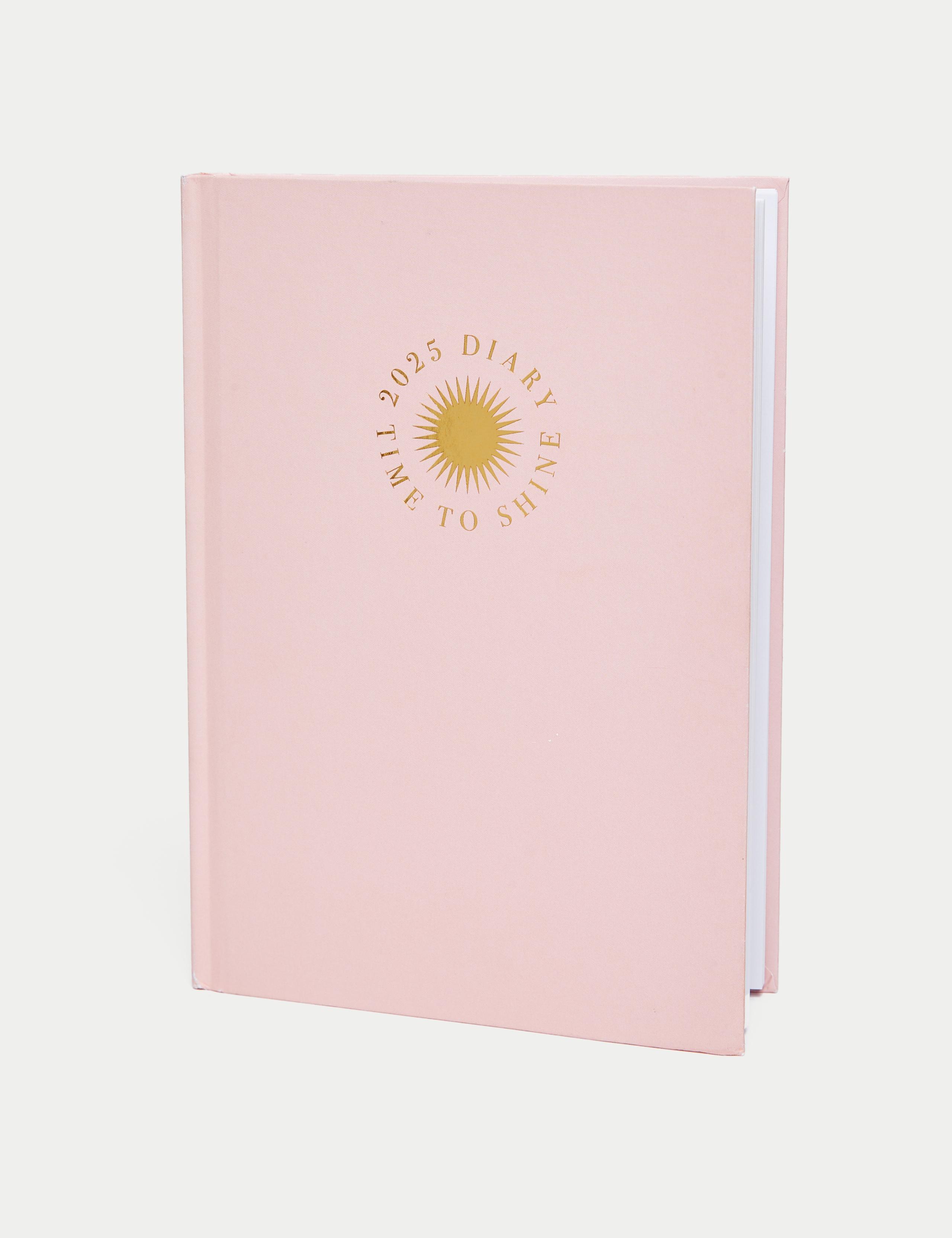 2025 Large A5 Week to View Diary - Gold Foil Sun Design 2 of 5