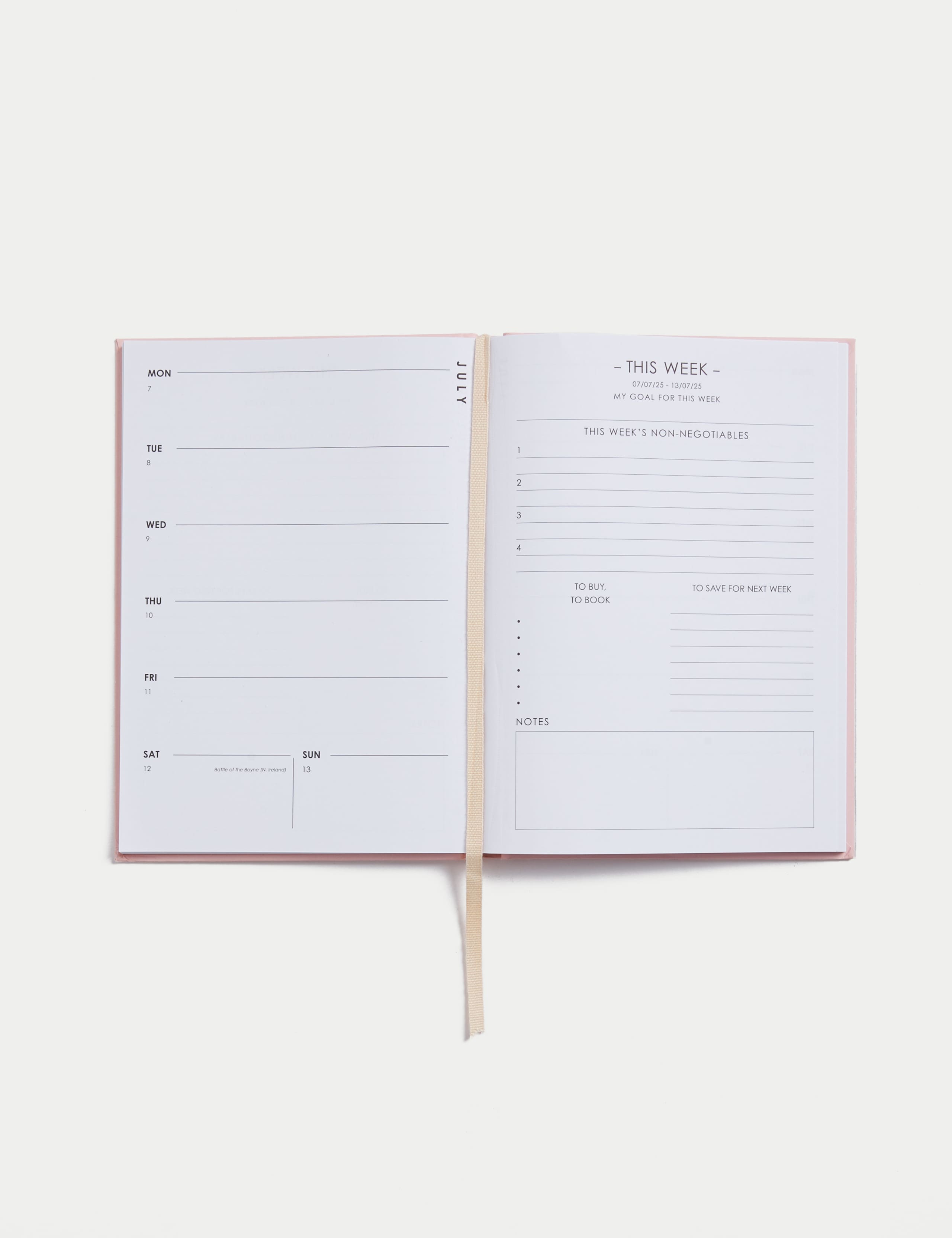 2025 Large A5 Week to View Diary - Gold Foil Sun Design 3 of 5