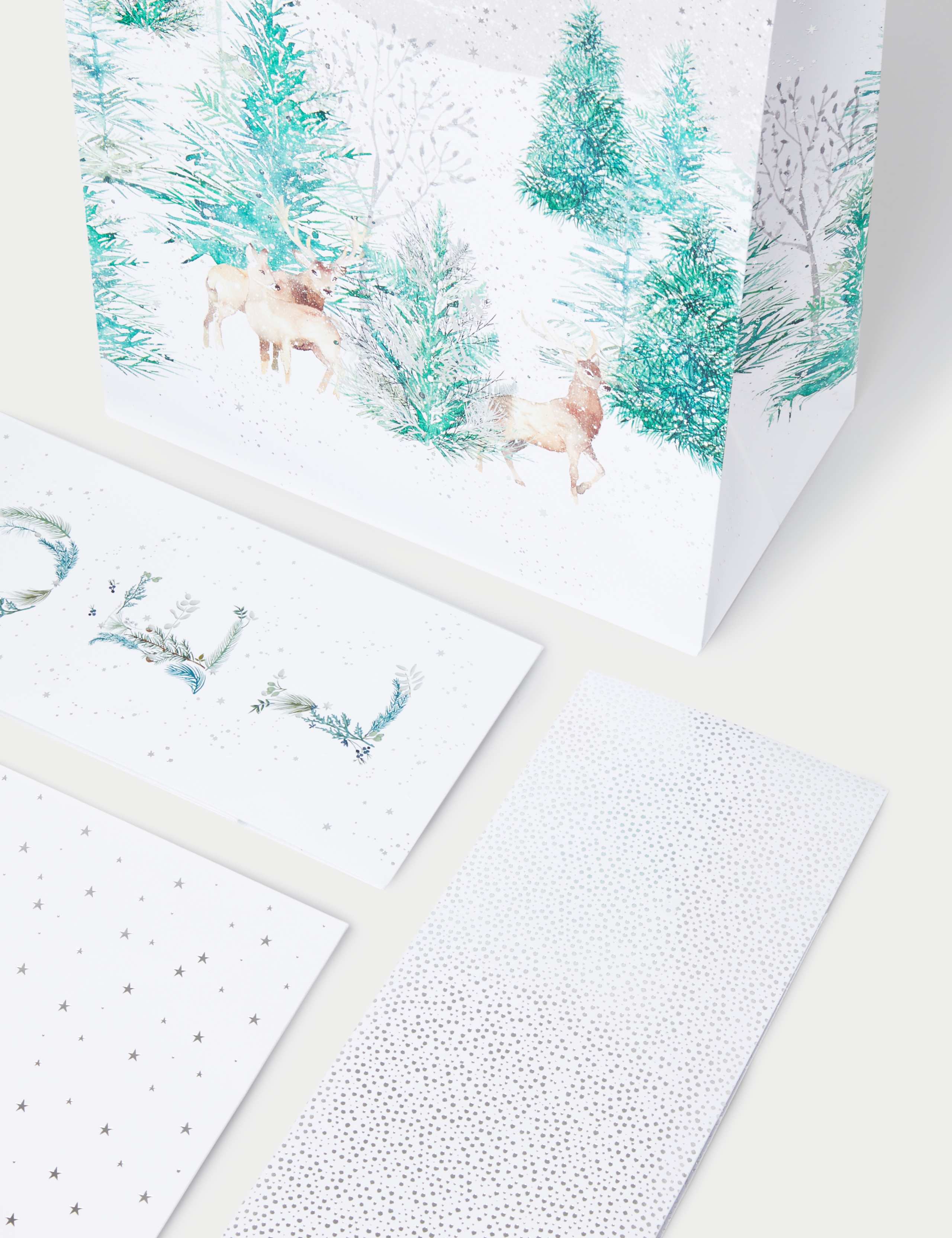 Christmas Gift Bags Pack - Silver & White Designs 2 of 2
