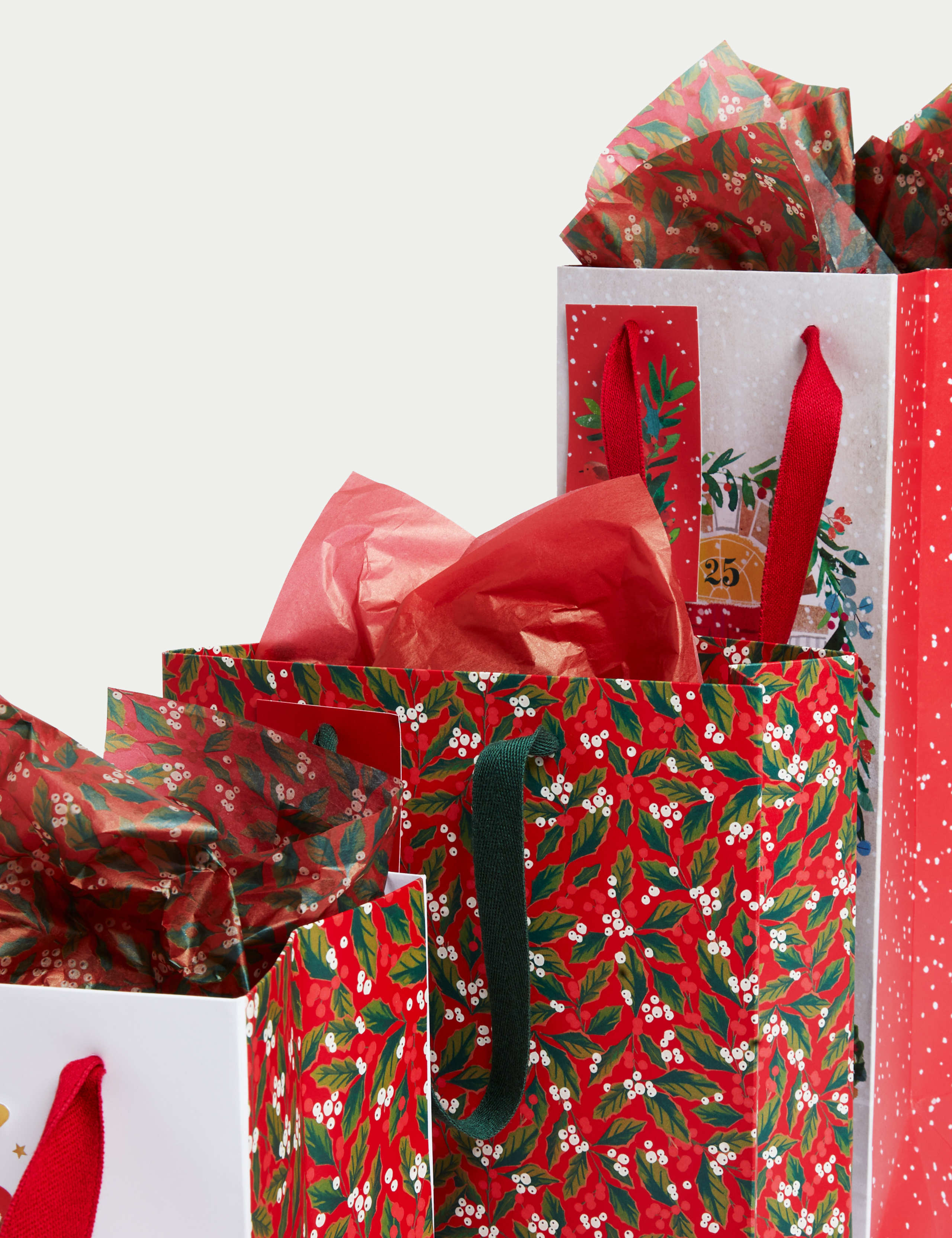 Christmas Gift Bags & Tissue Paper - Festive Red Designs 2 of 3