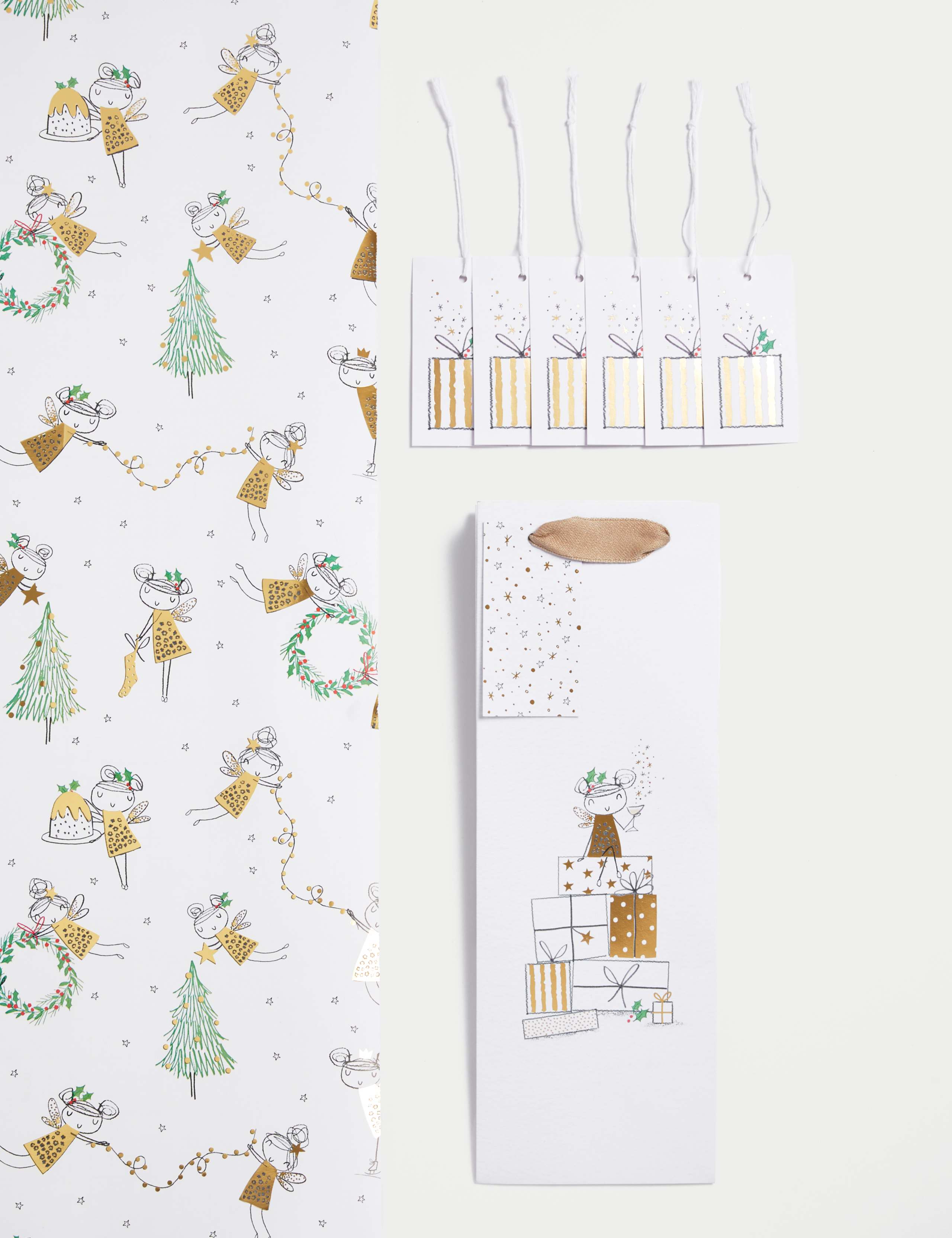 Fairy 3M Christmas Gift Wrap with Gift Tags & Bottle Bag 1 of 2