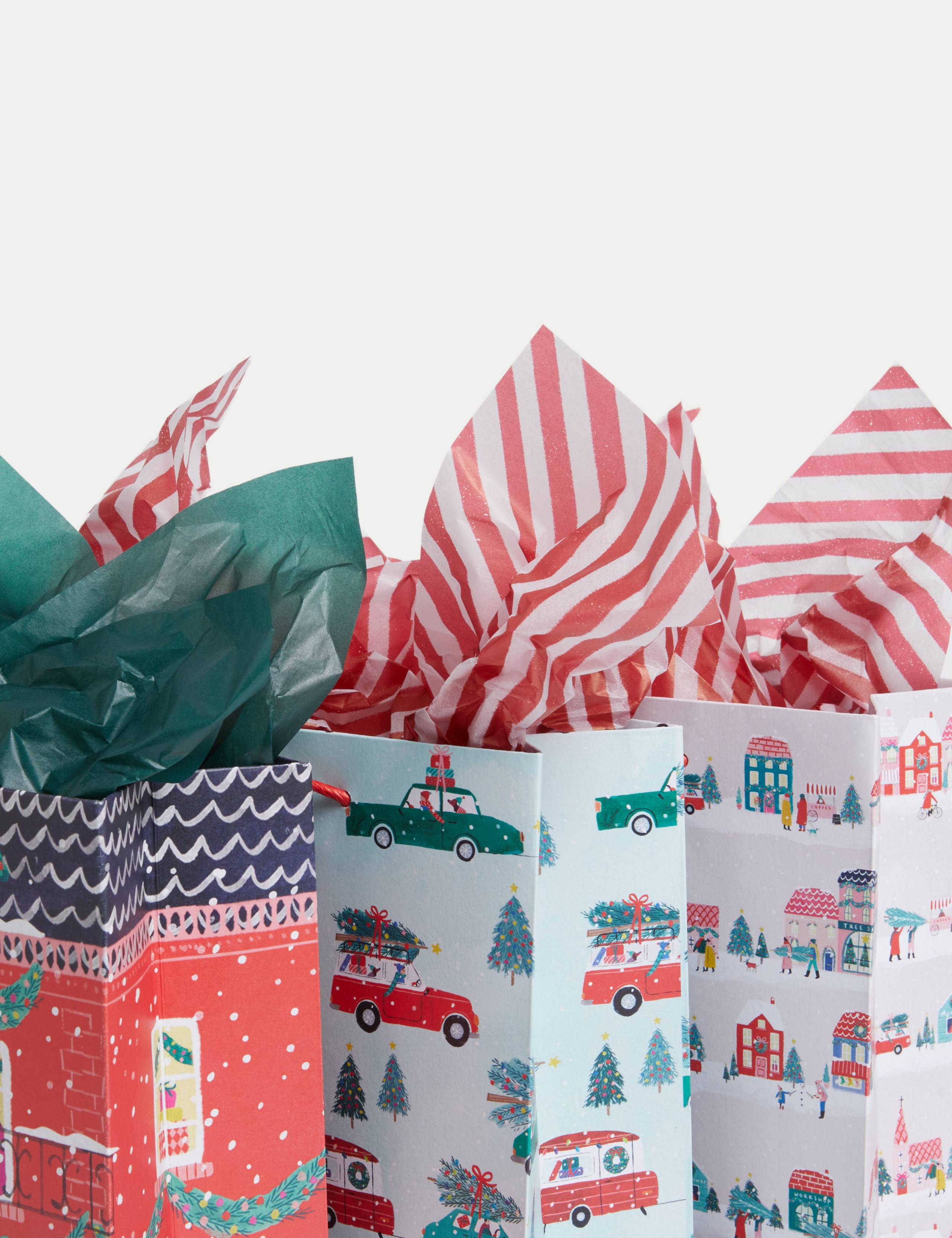 Christmas Gift Bags & Tissue Paper Pack - Houses Design 2 of 3