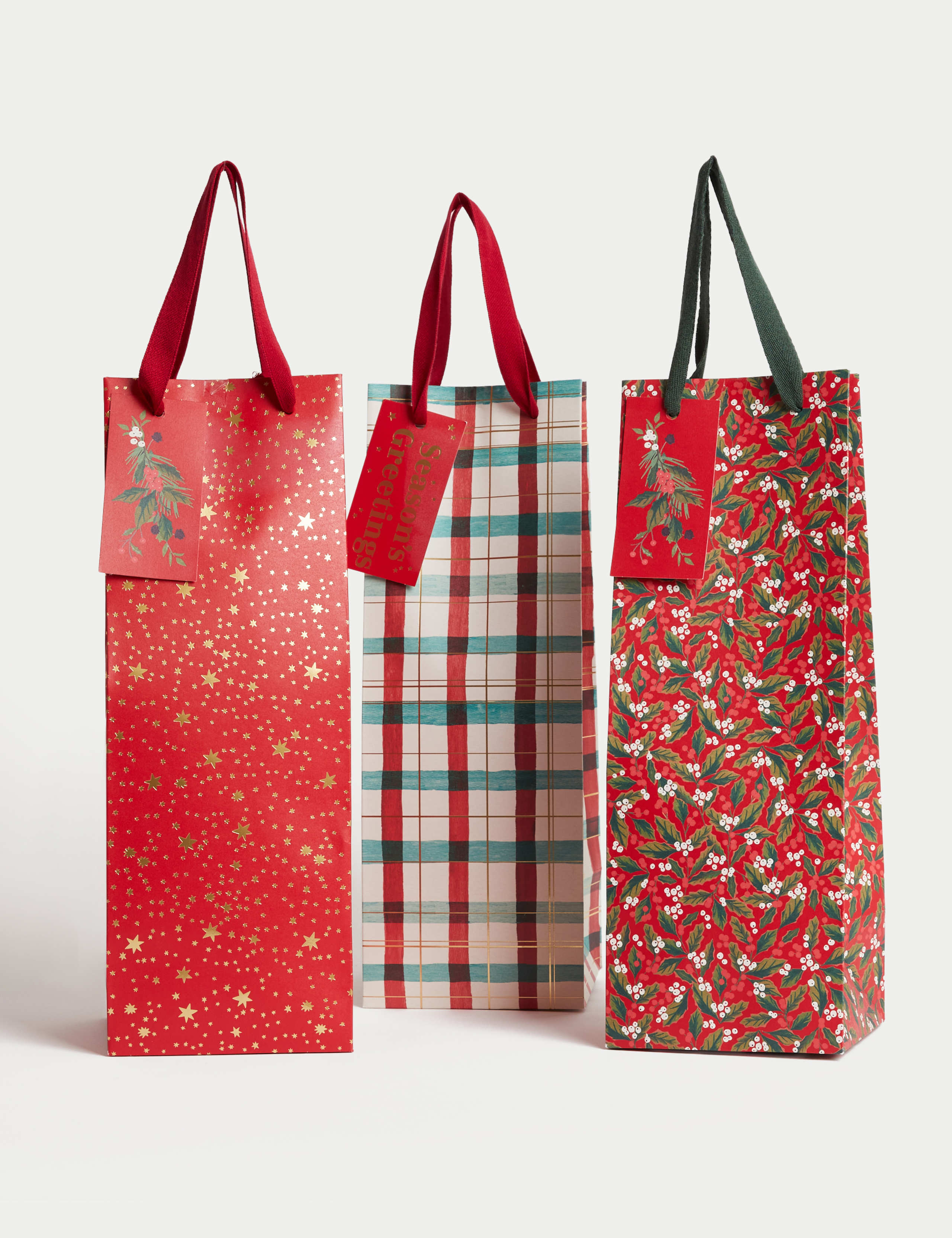 Christmas Bottle Bag Pack  - Red & Tartan Designs 1 of 2