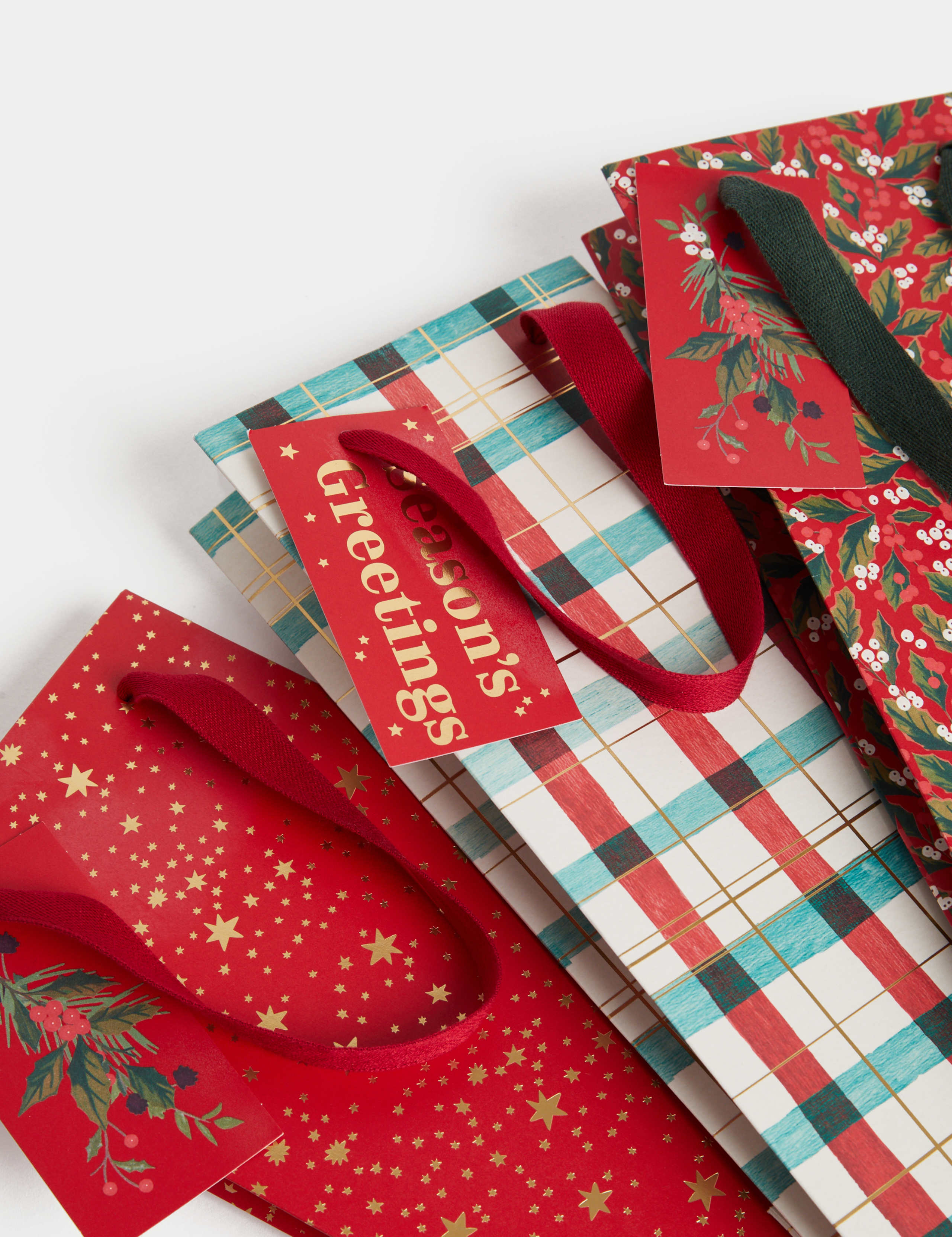 Christmas Bottle Bag Pack  - Red & Tartan Designs 2 of 2