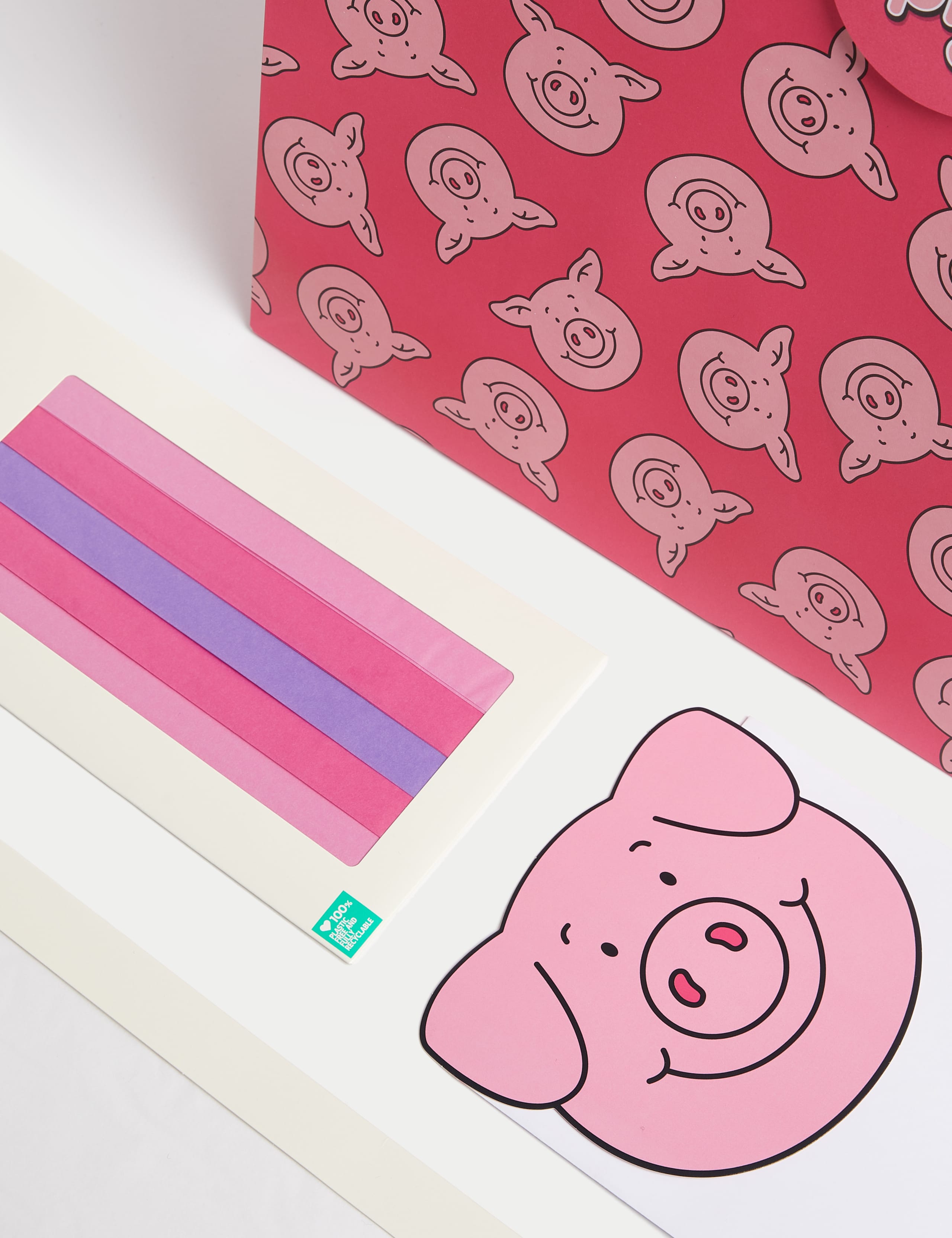 Percy Pig™ Gift Wrap Set With Blank Greetings Card, Gift Bag & Tissue 3 of 4
