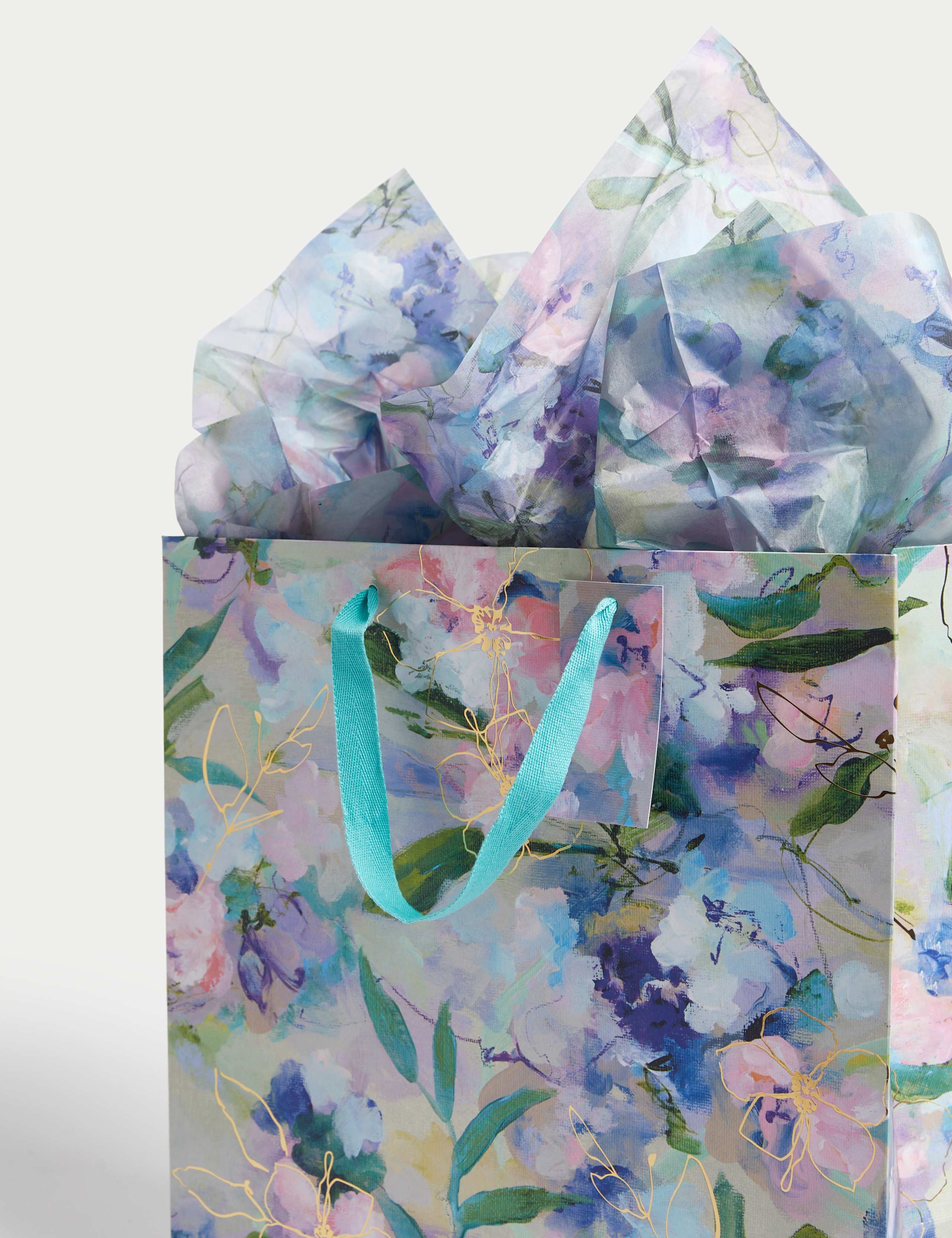 Floral Gift Wrap Set With Blank Greetings Card, Gift Bag & Tissue 2 of 4