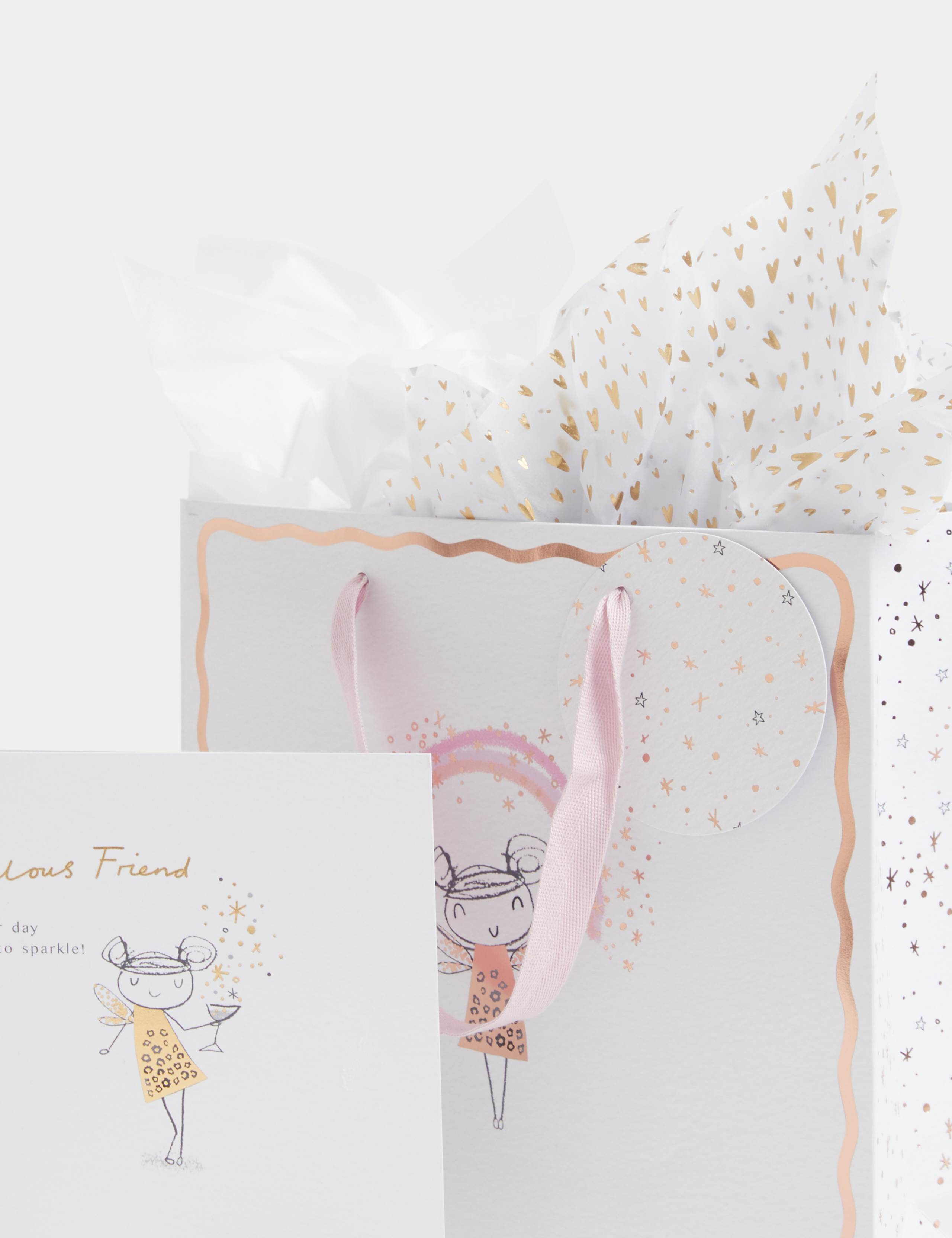 Gold Fairy Gift Wrap Set With Birthday Card, Gift Bag & Tissue 2 of 3