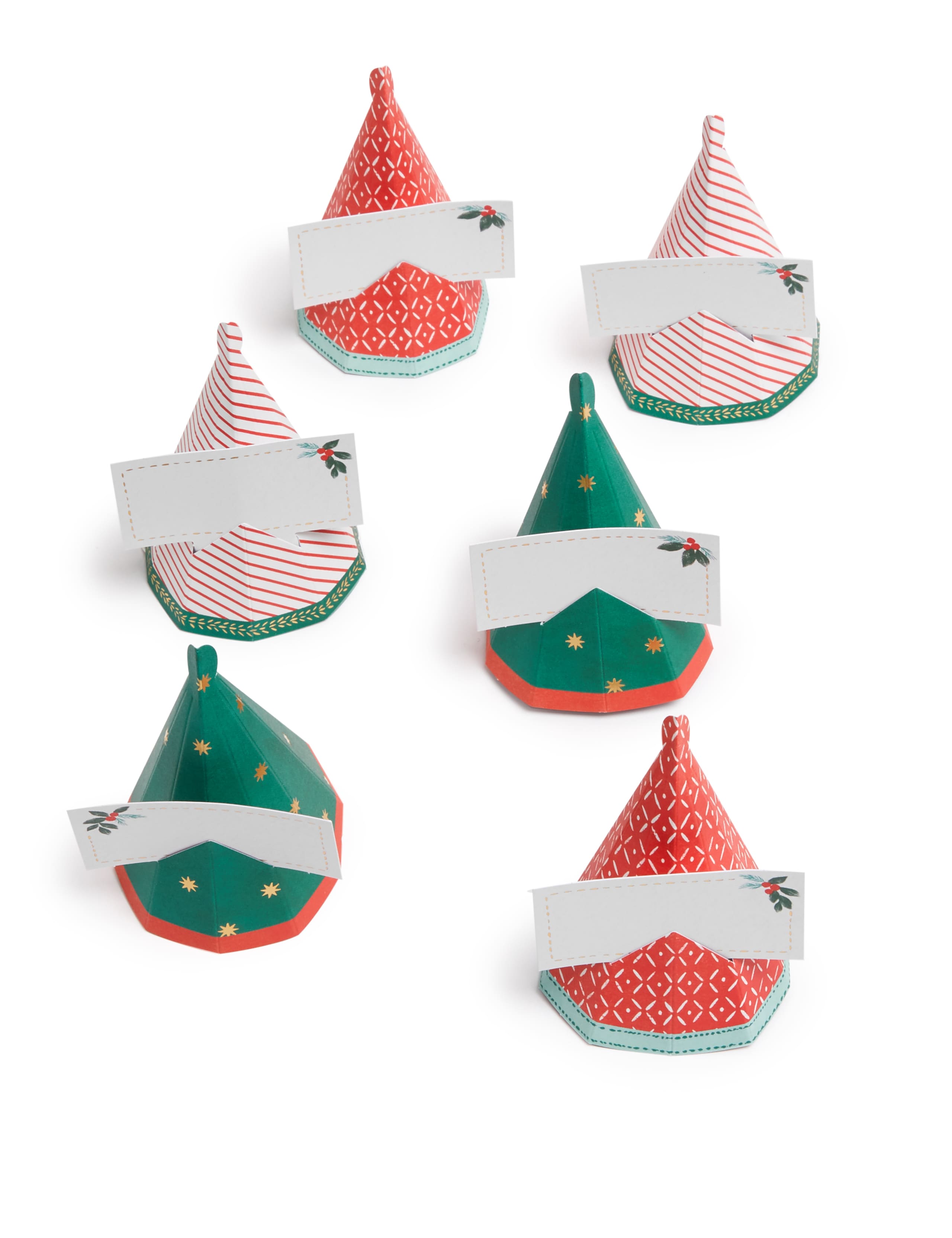 Christmas Party Hat Place Card Holder Pack - Includes 6 Hats, 12 Place Cards and "Who Am I?" Game 2 of 3